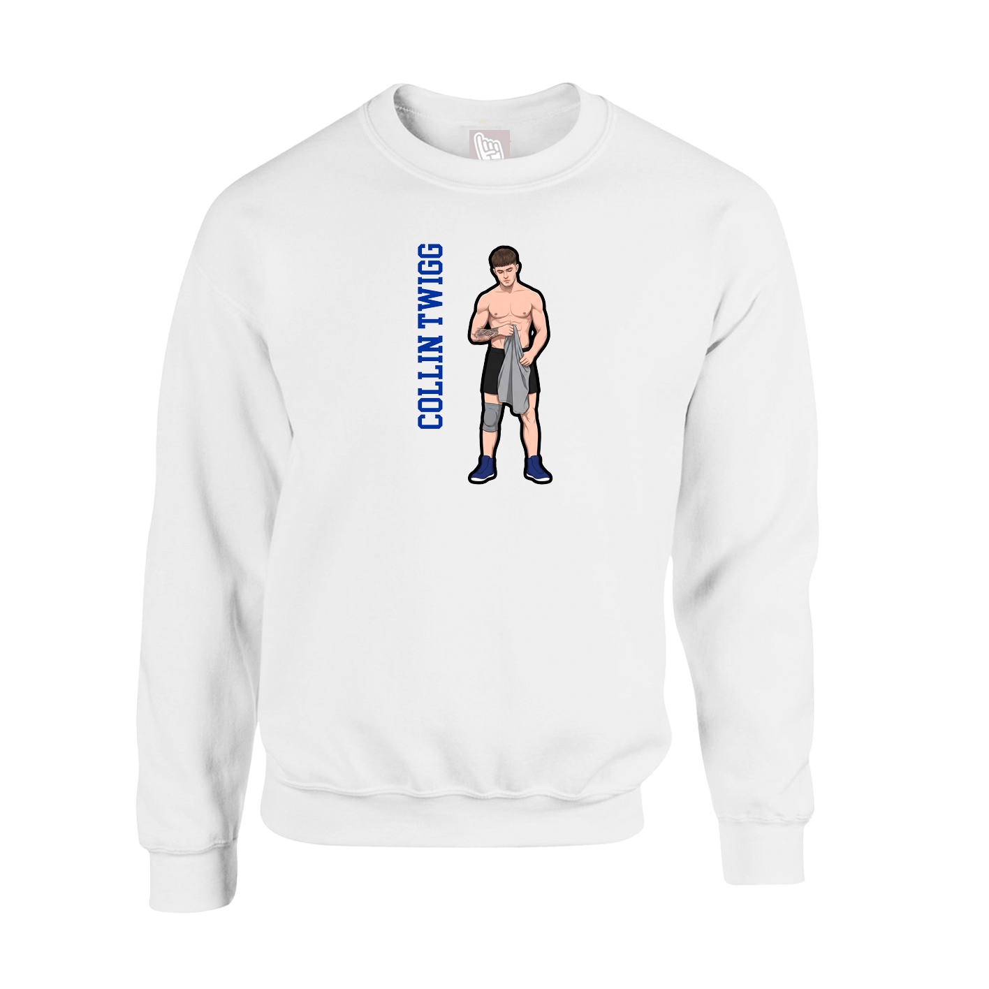 Fleece Crew — Name Vertical in White