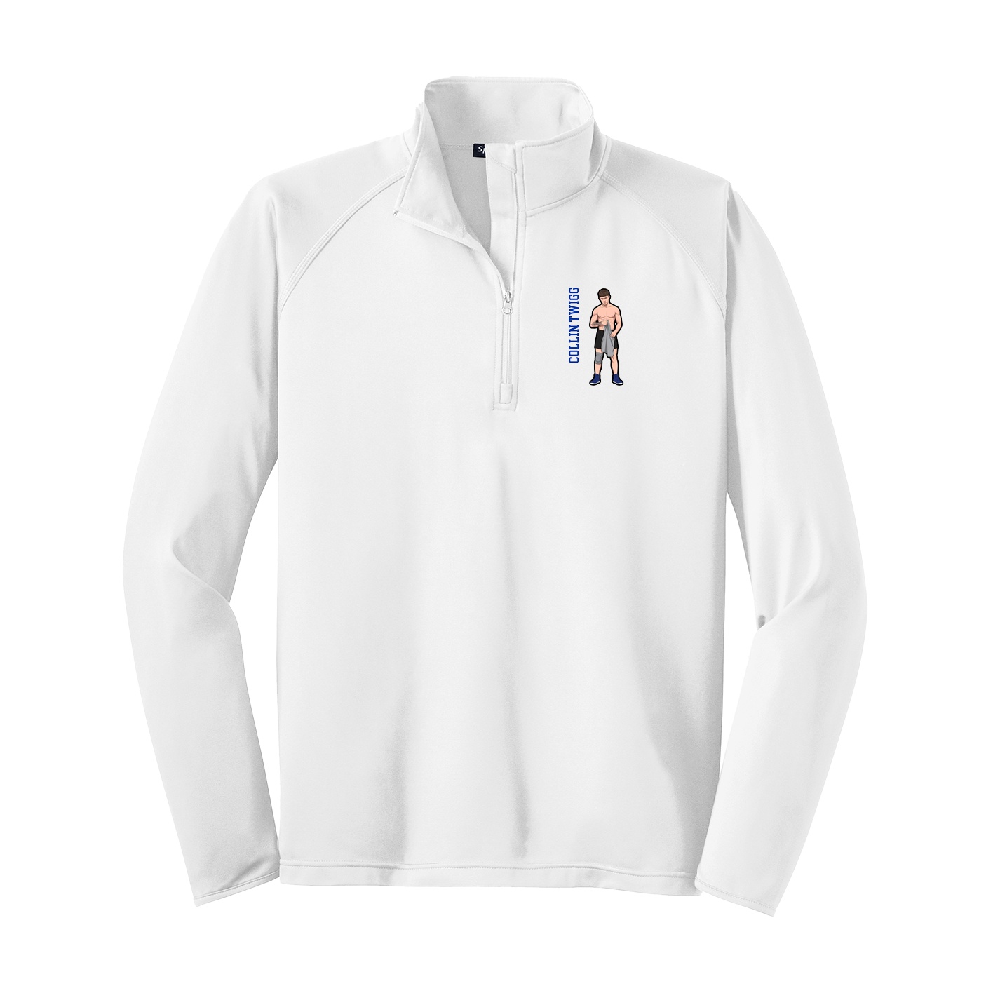 Q-Zip Pullover — Name Vertical in White