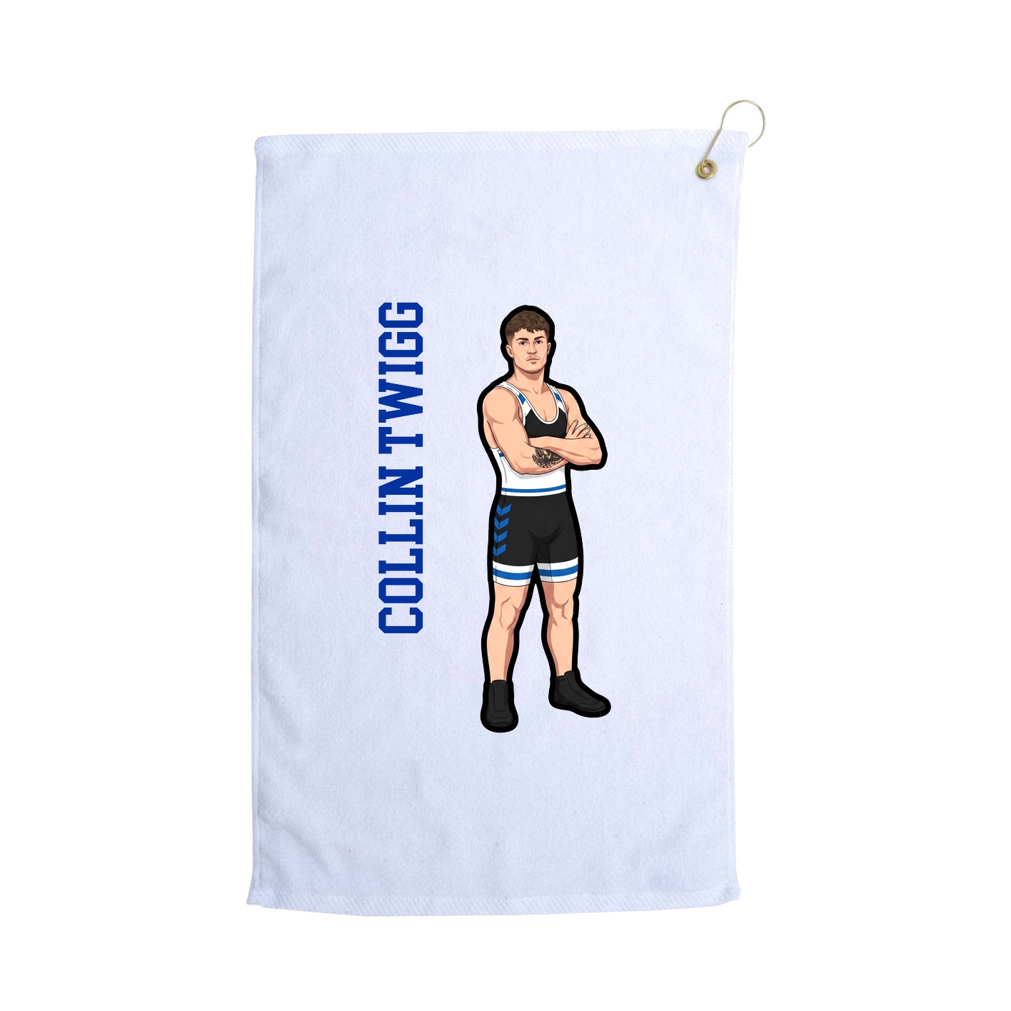 Golf Towel — Name Vertical in White