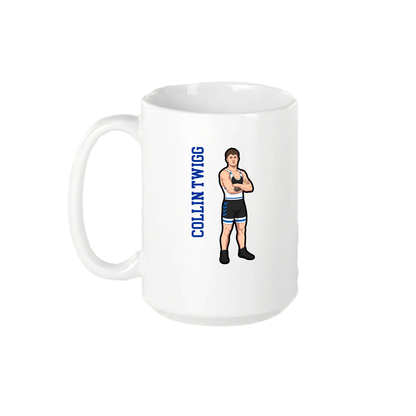 15oz Coffee Mug — Name Vertical in White