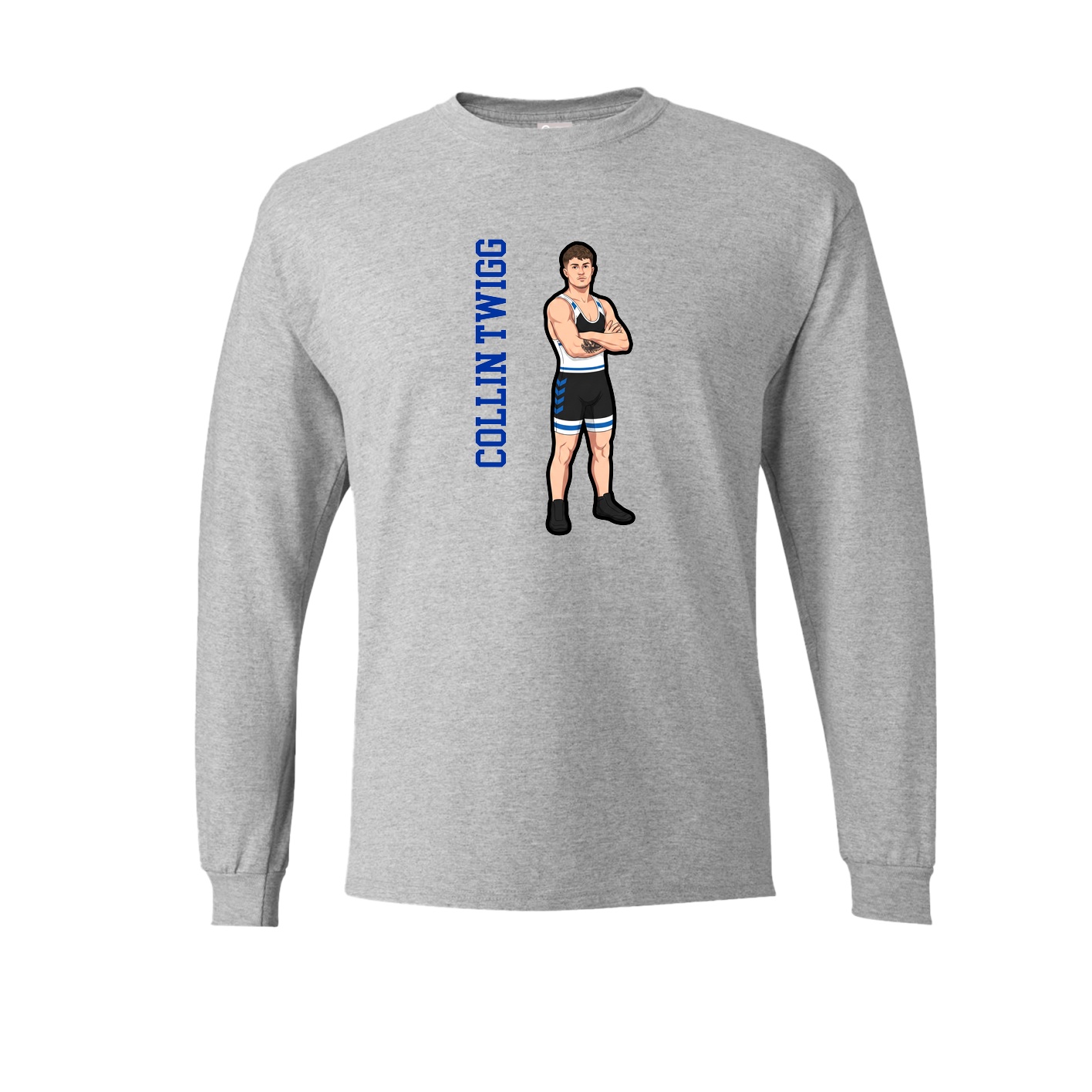 Long Sleeve Tee — Name Vertical in Grey