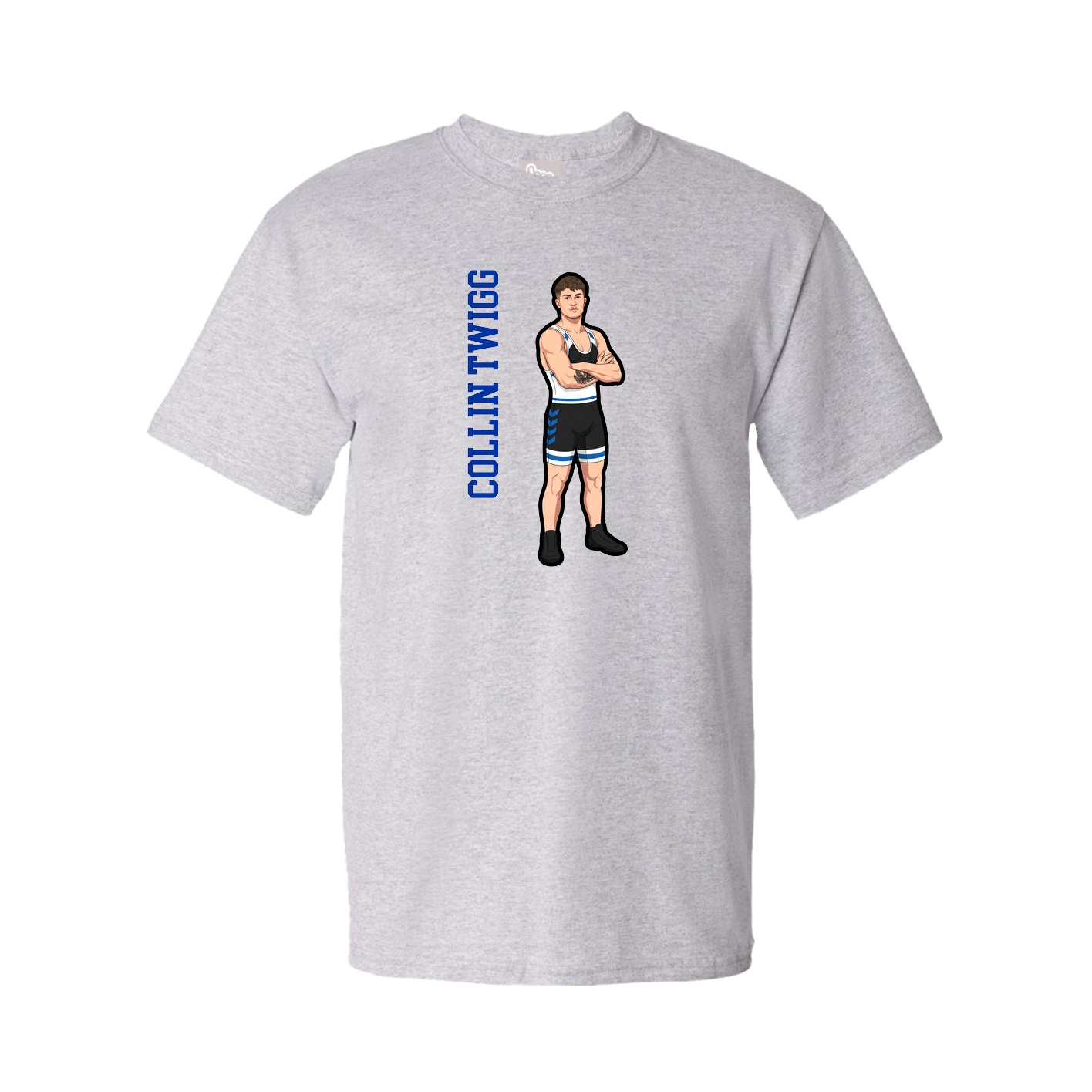 Youth Tee — Name Vertical in Grey