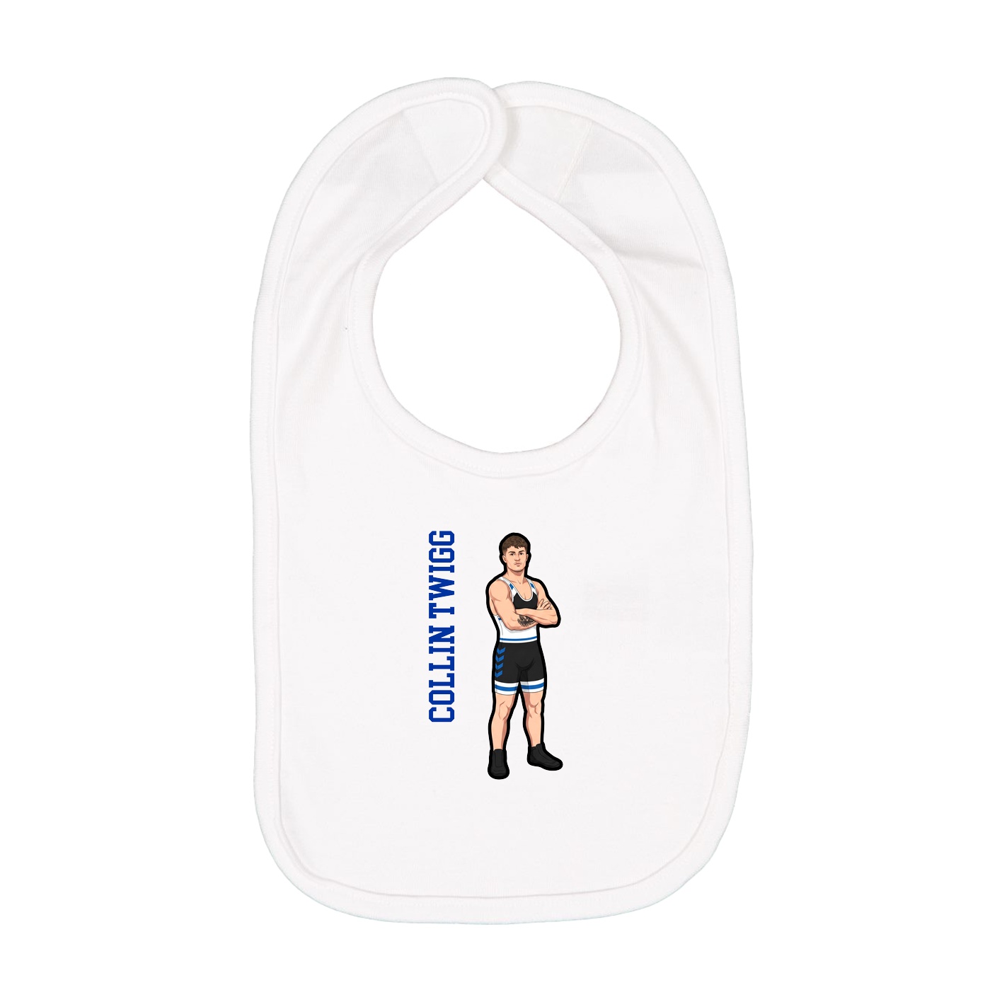 Infant Bib — Name Vertical in White