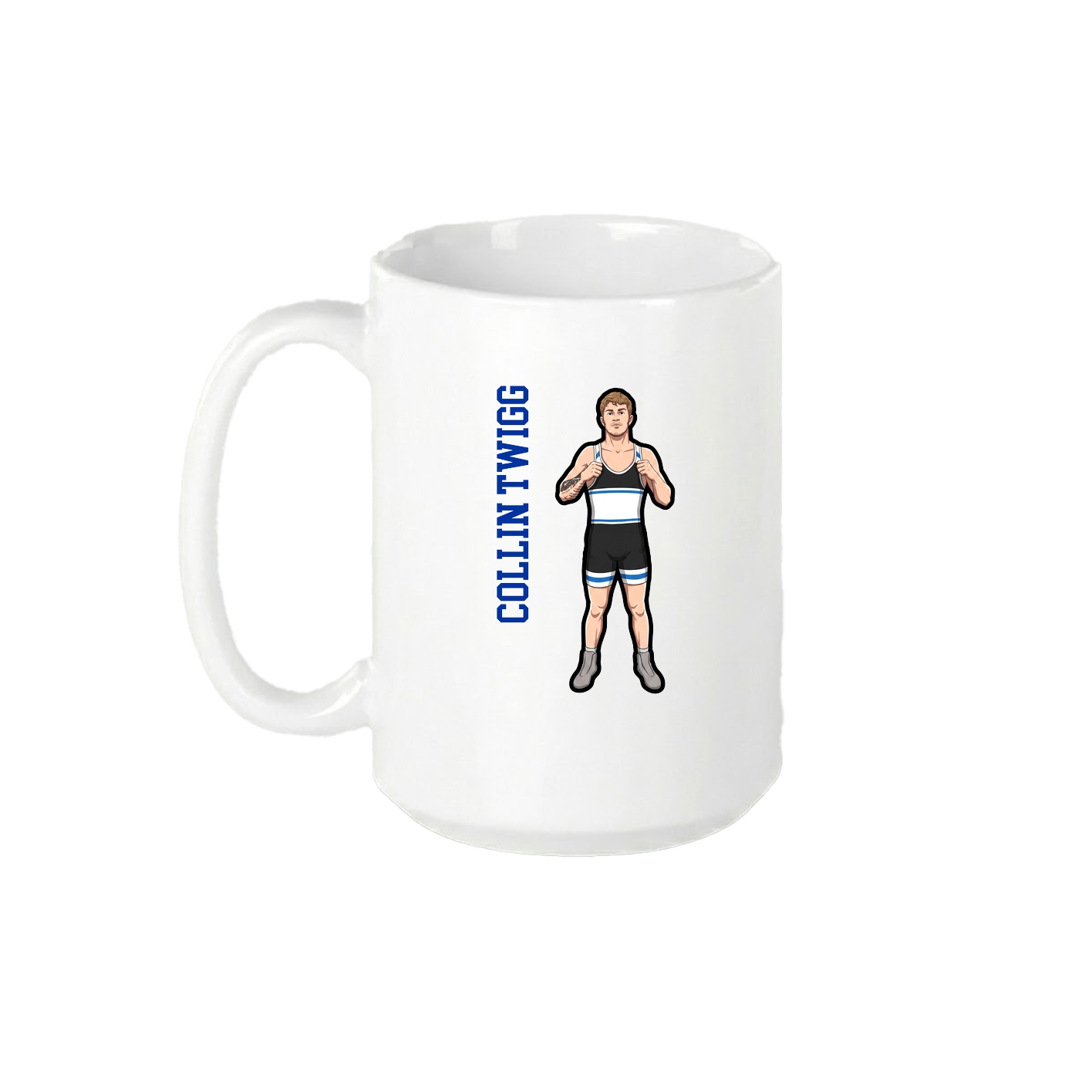 15oz Coffee Mug — Name Vertical in White