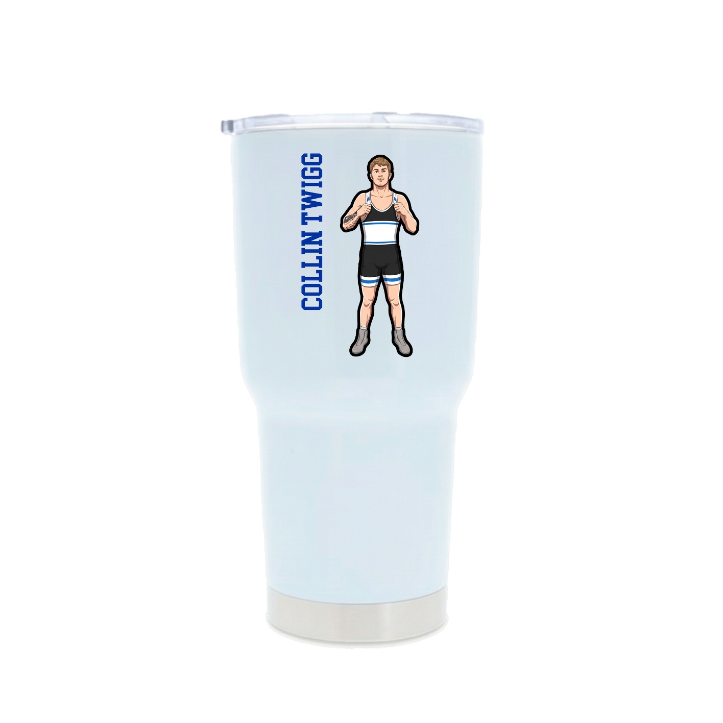 30oz Stainless Steel Tumbler — Name Vertical in White