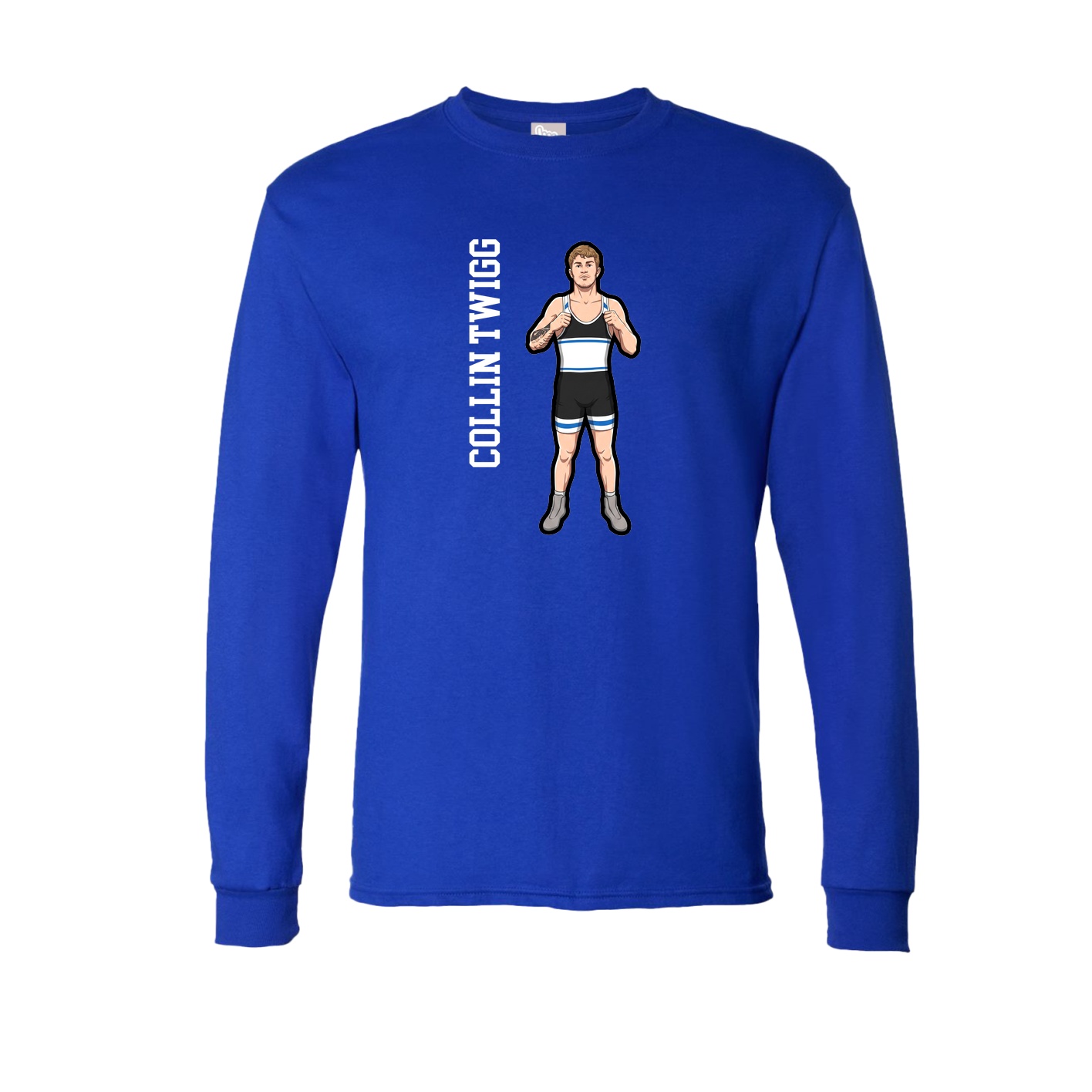Long Sleeve Tee — Name Vertical in Royal