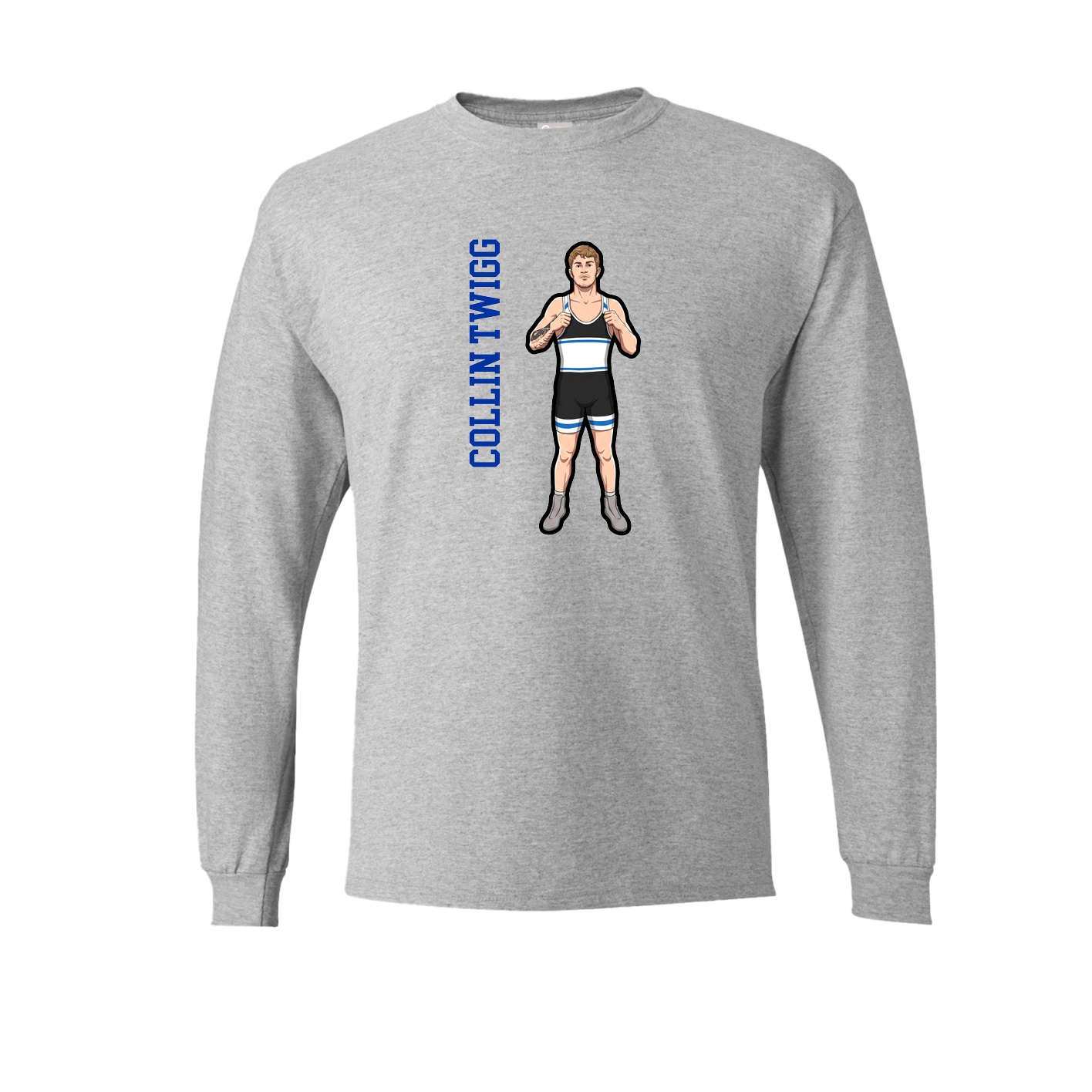 Long Sleeve Tee — Name Vertical in Grey