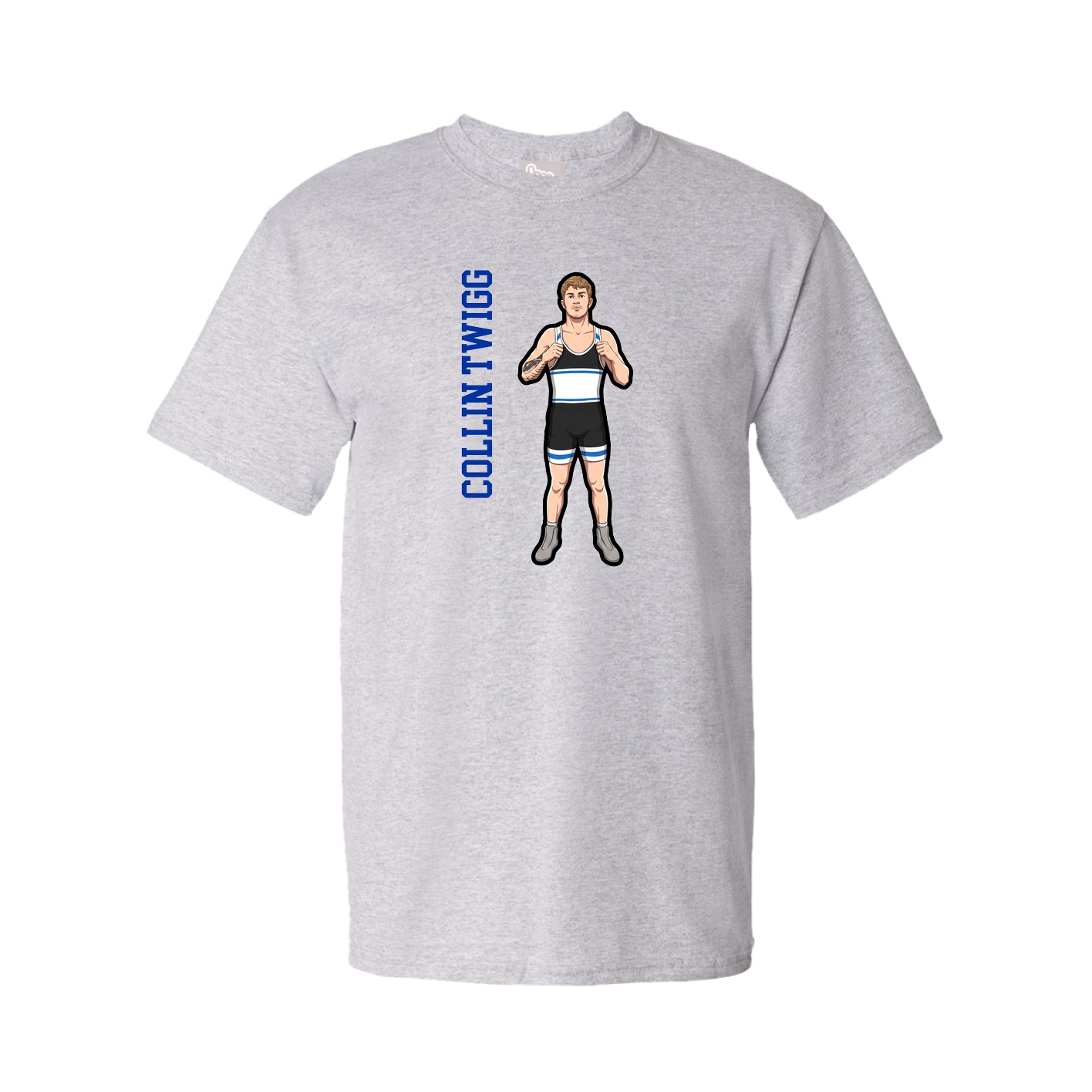 Youth Tee — Name Vertical in Grey