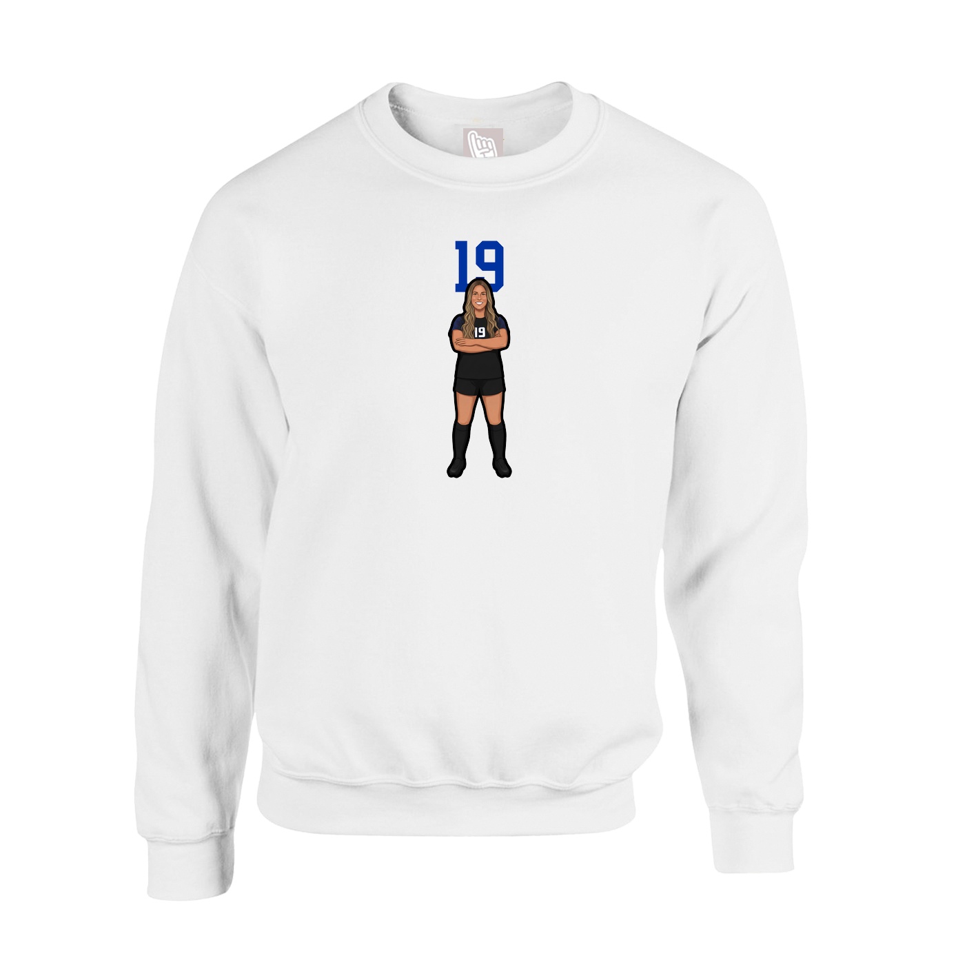 Fleece Crew — Number Top in White