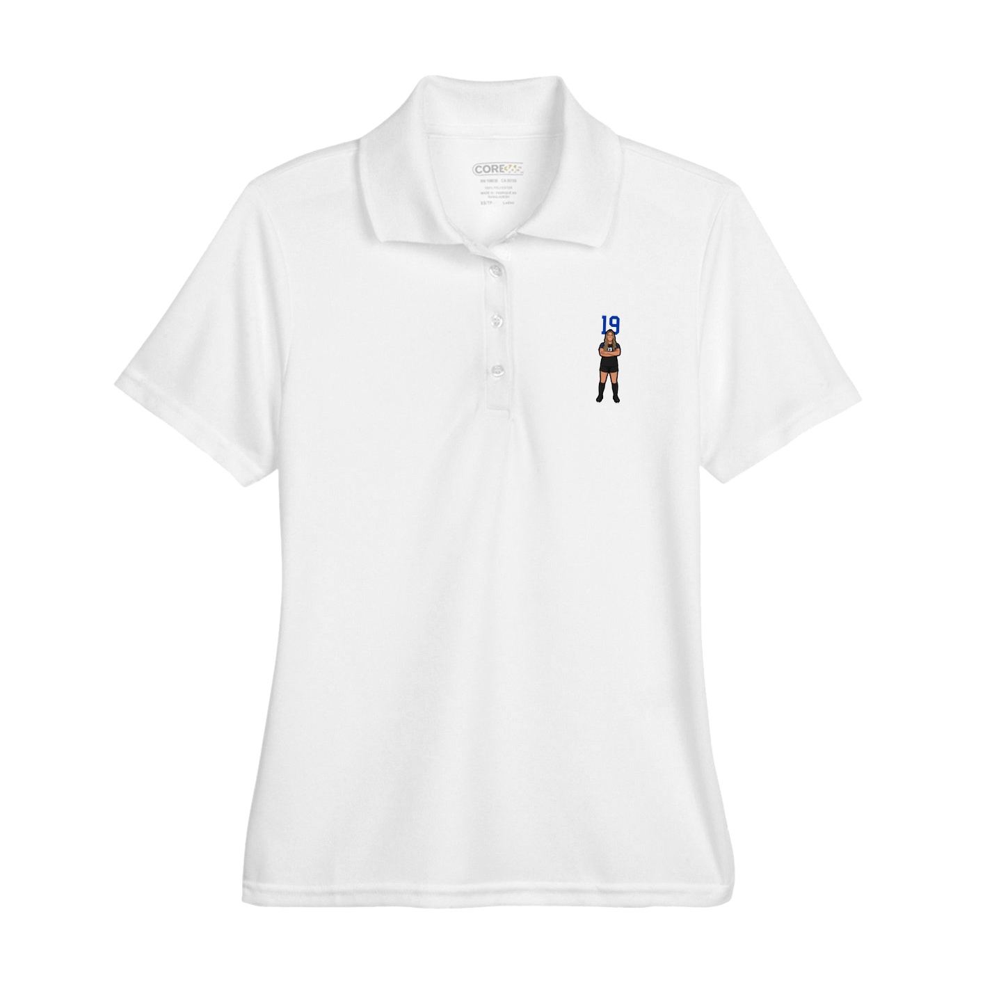 Womens Performance Polo — Number Top in White