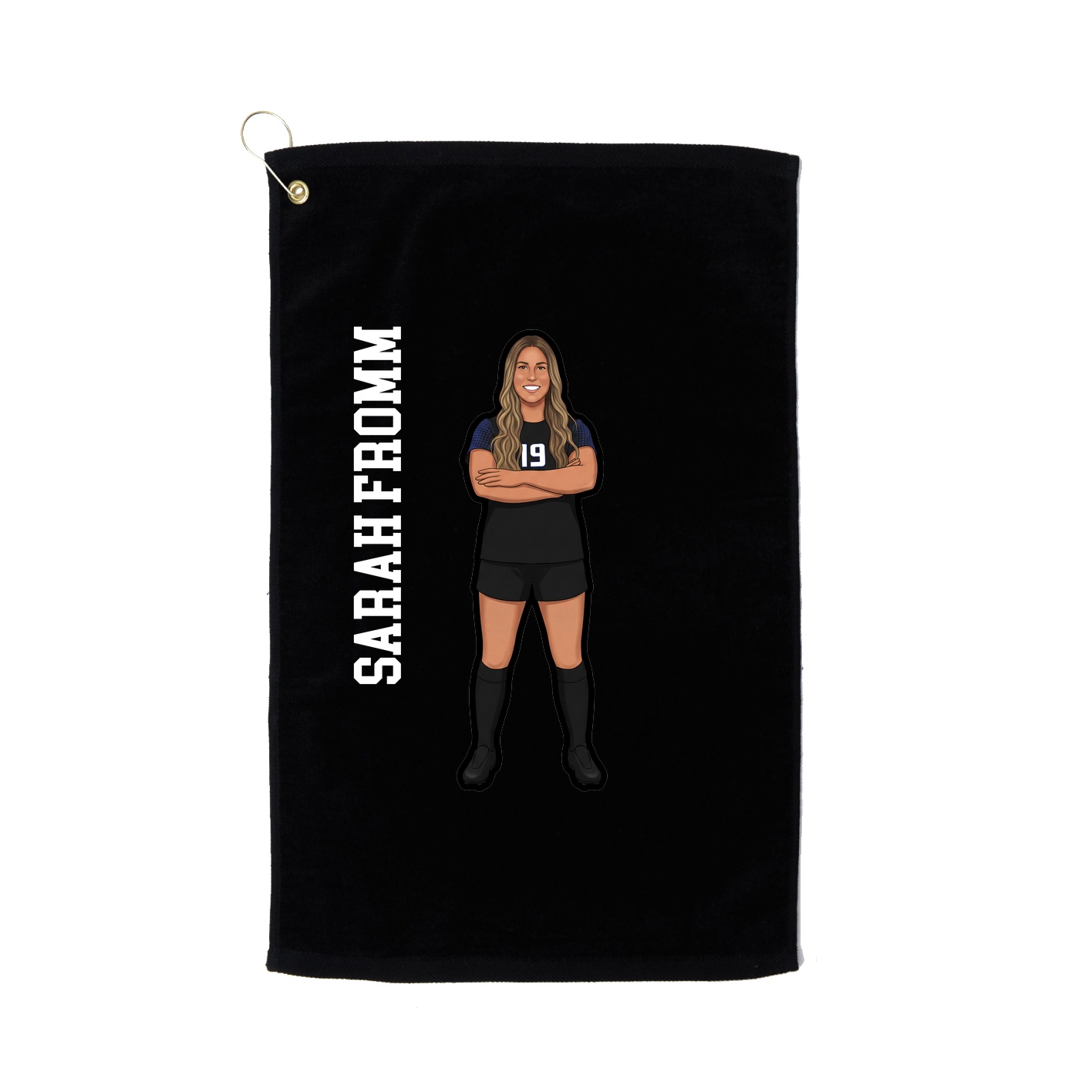 Golf Towel — Name Vertical in Black