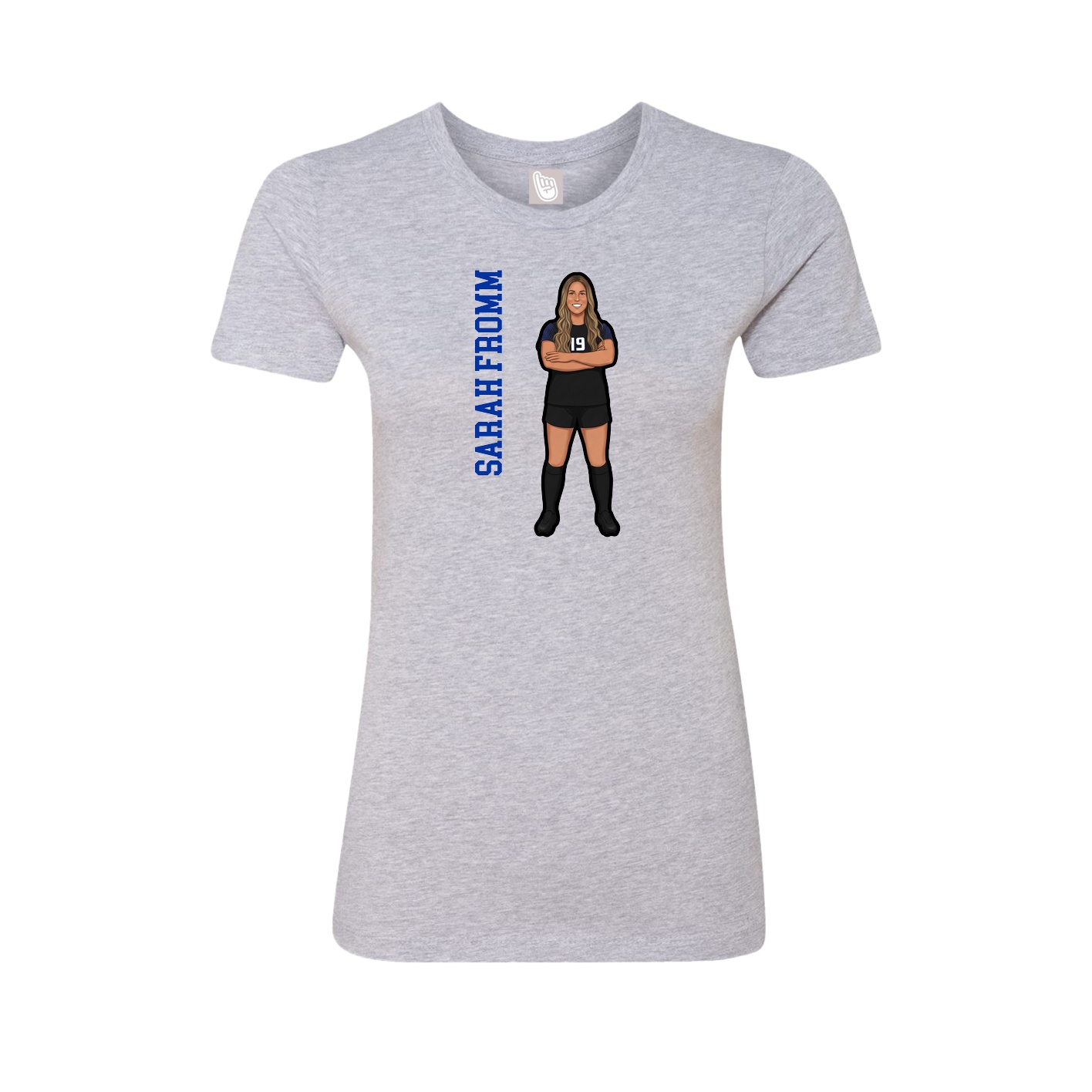 Fitted Women's Tee — Name Vertical in Grey