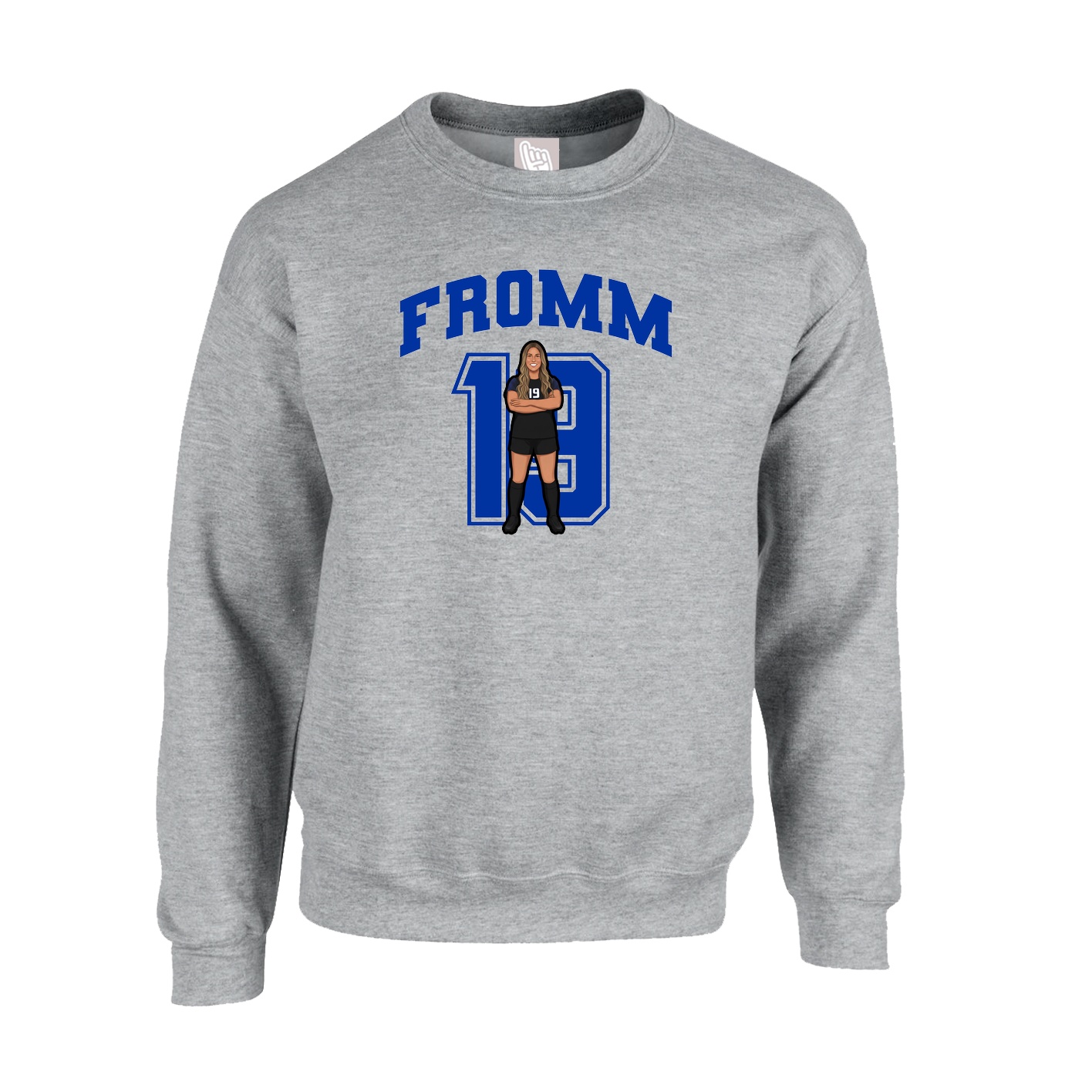 Fleece Crew — Number in Grey