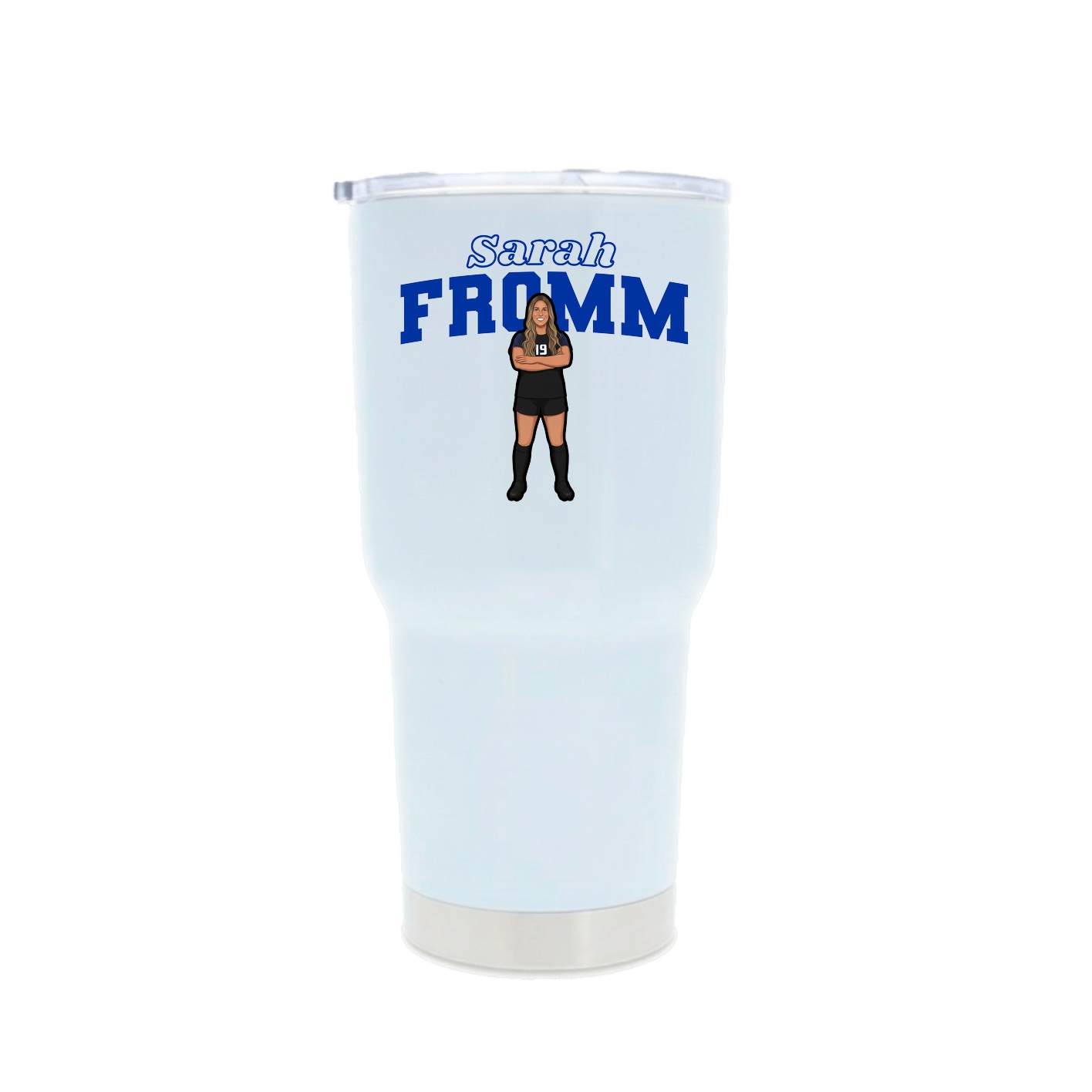 30oz Stainless Steel Tumbler — Name Arch in White