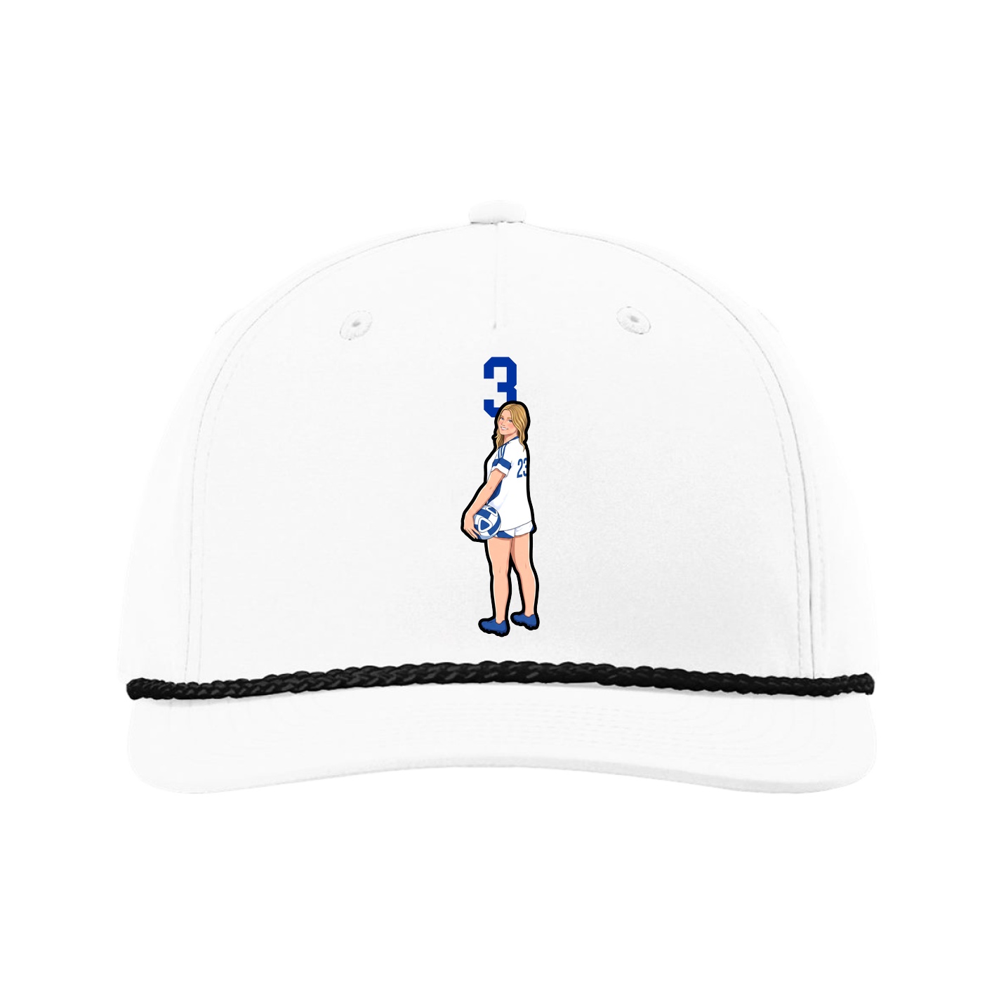 Five-Panel Classic Rope Cap — Number Top in White