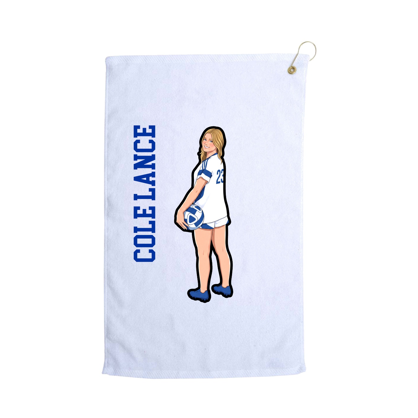 Golf Towel — Name Vertical in White