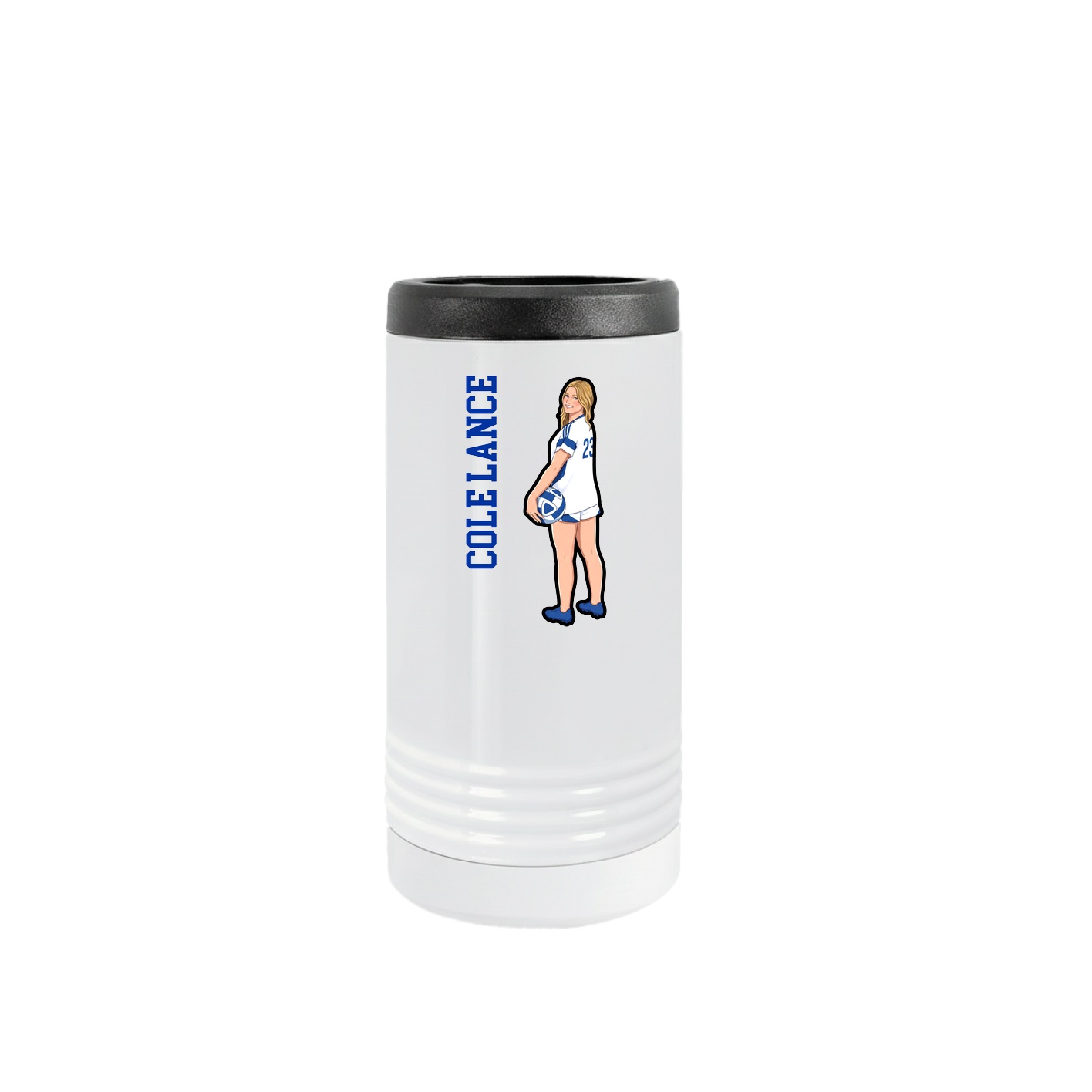 Slim Beverage Holder — Name Vertical in White