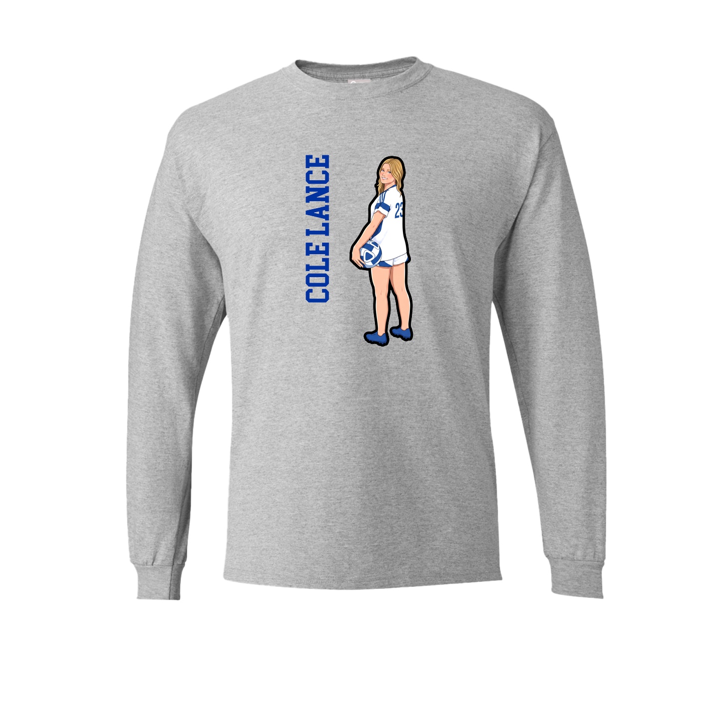 Long Sleeve Tee — Name Vertical in Grey