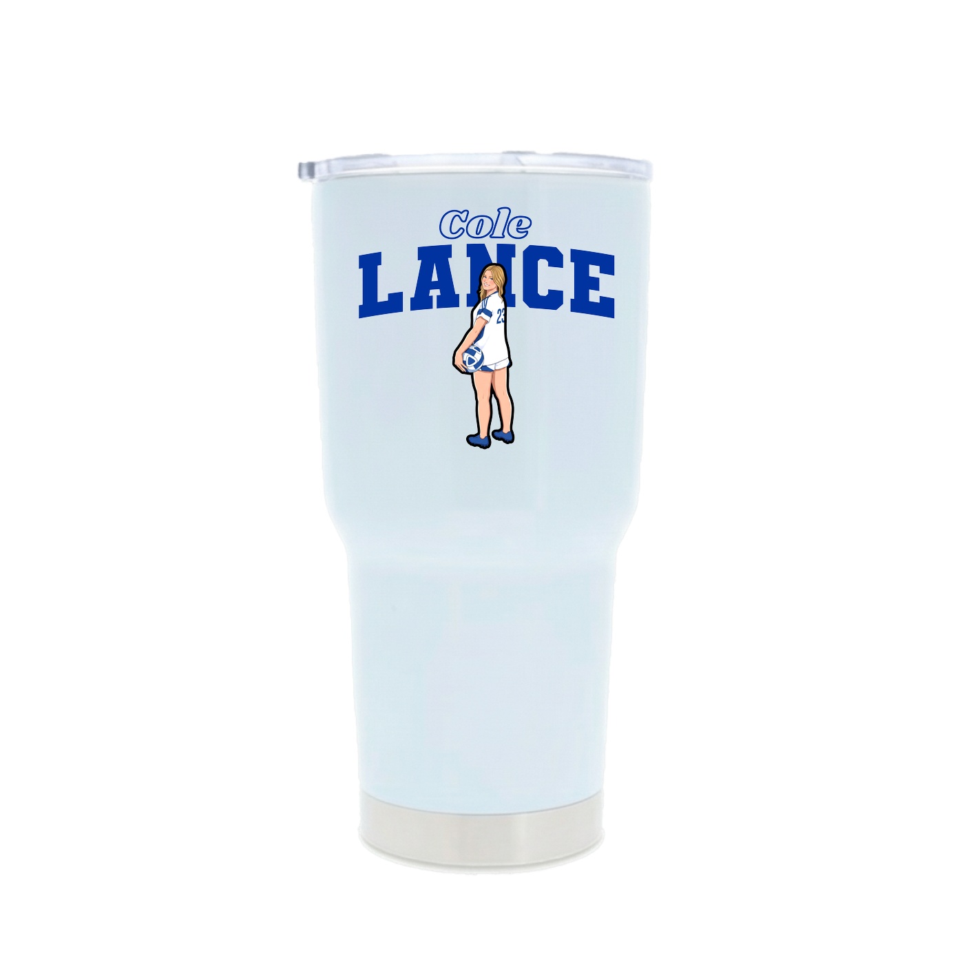 30oz Stainless Steel Tumbler — Name Arch in White