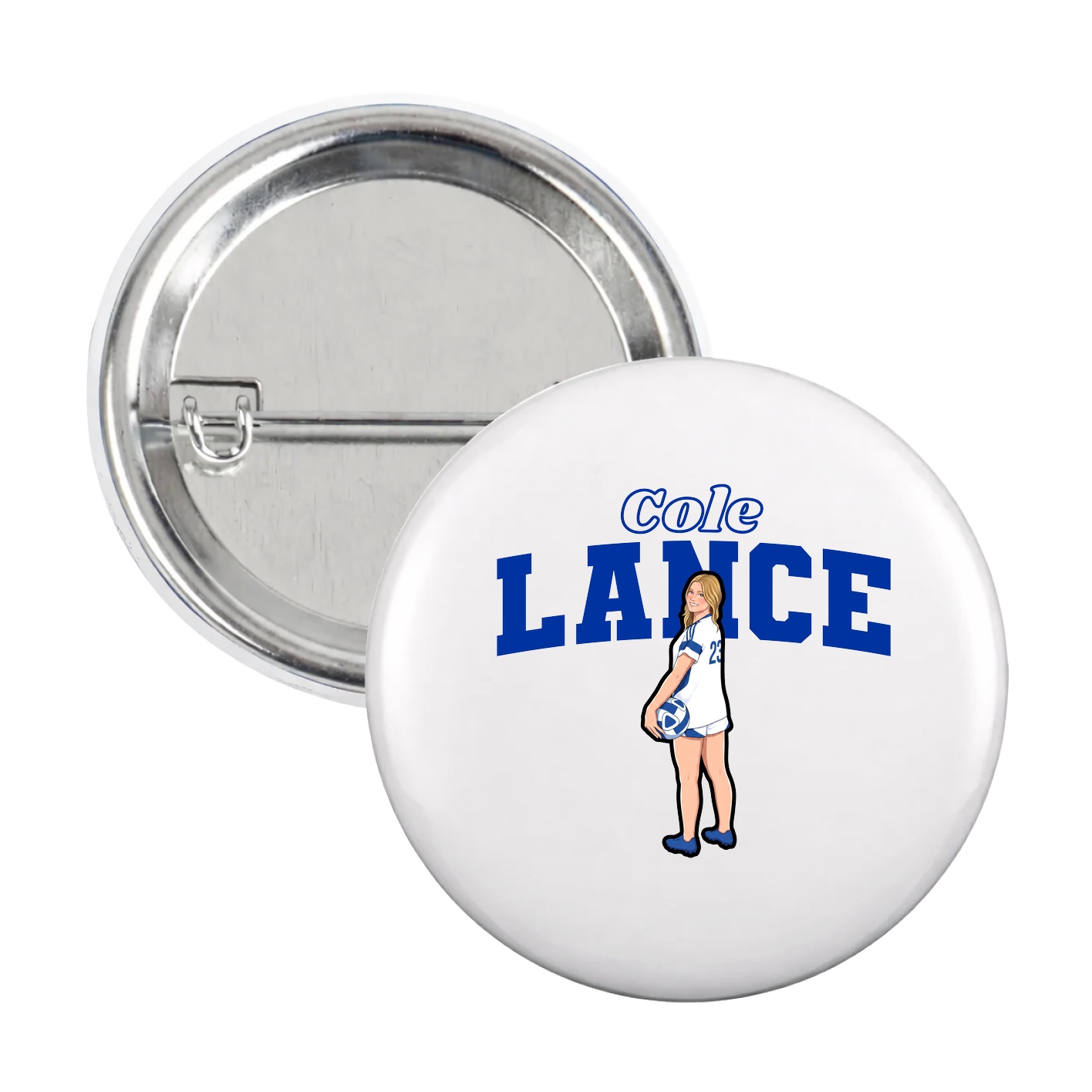 Game Day Button — Name Arch in White