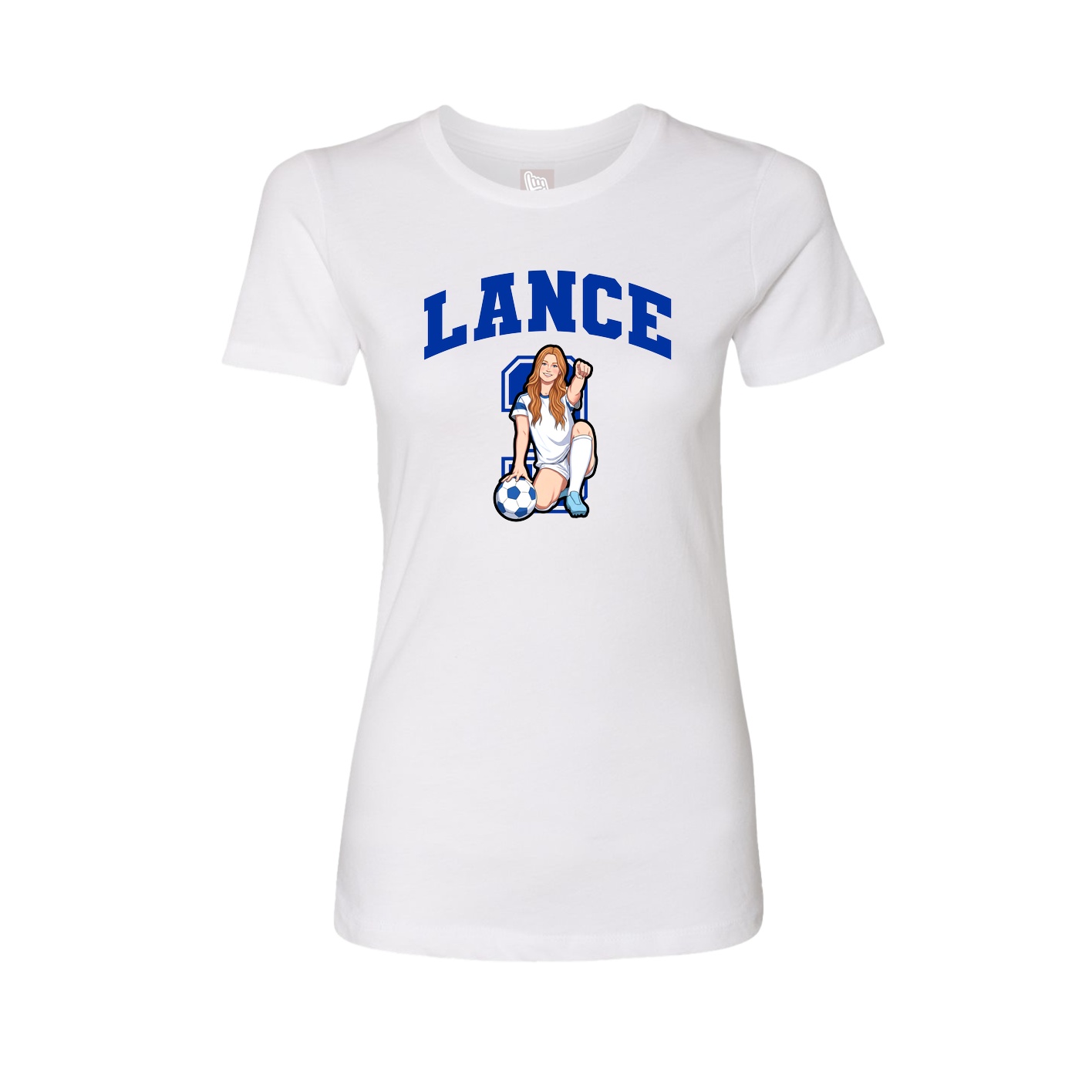 Fitted Women's Tee — Number in White