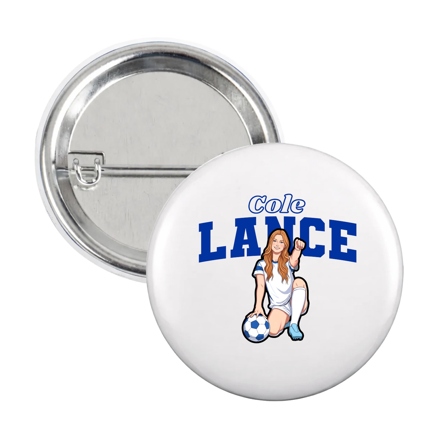 Game Day Button — Name Arch in White