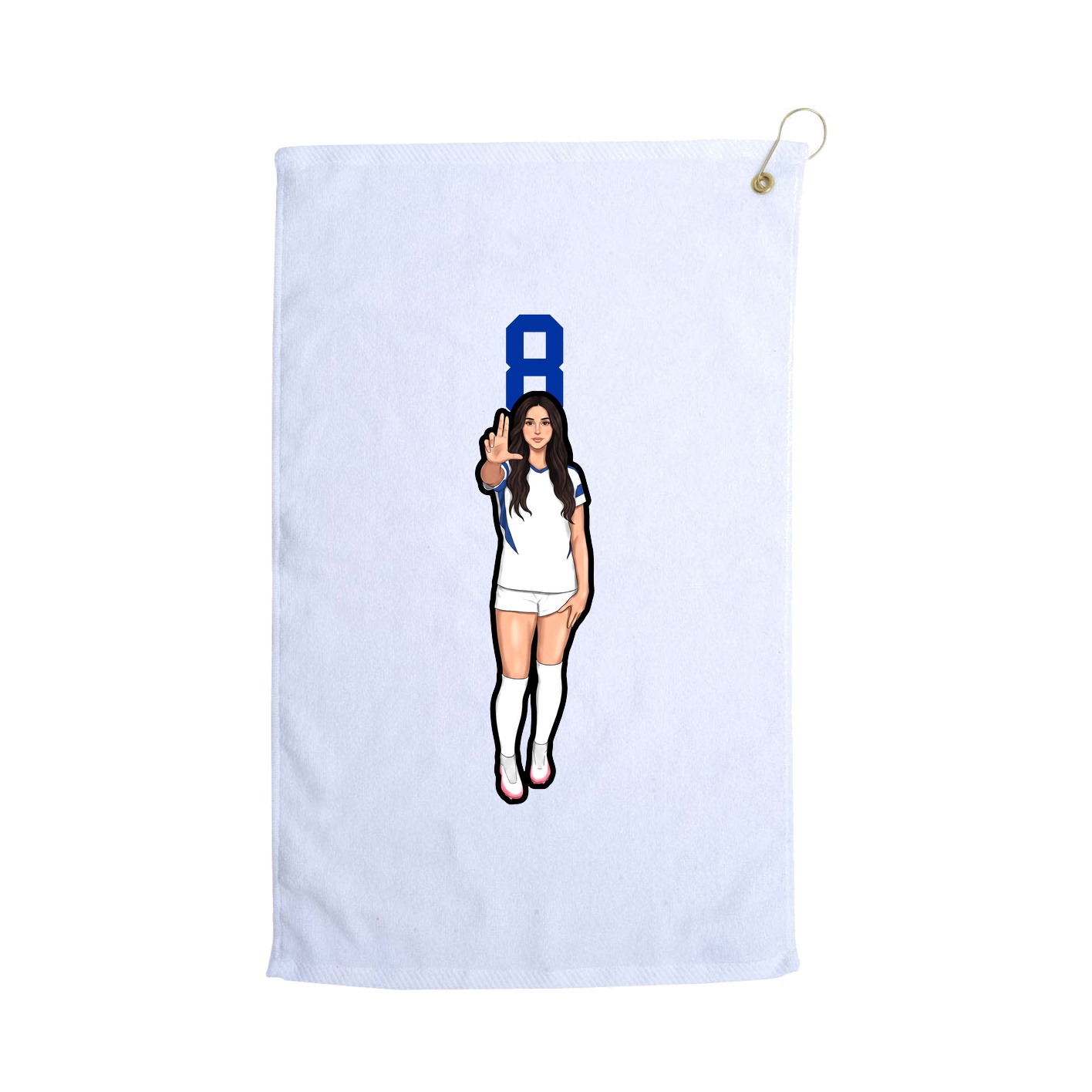 Golf Towel — Number Top in White