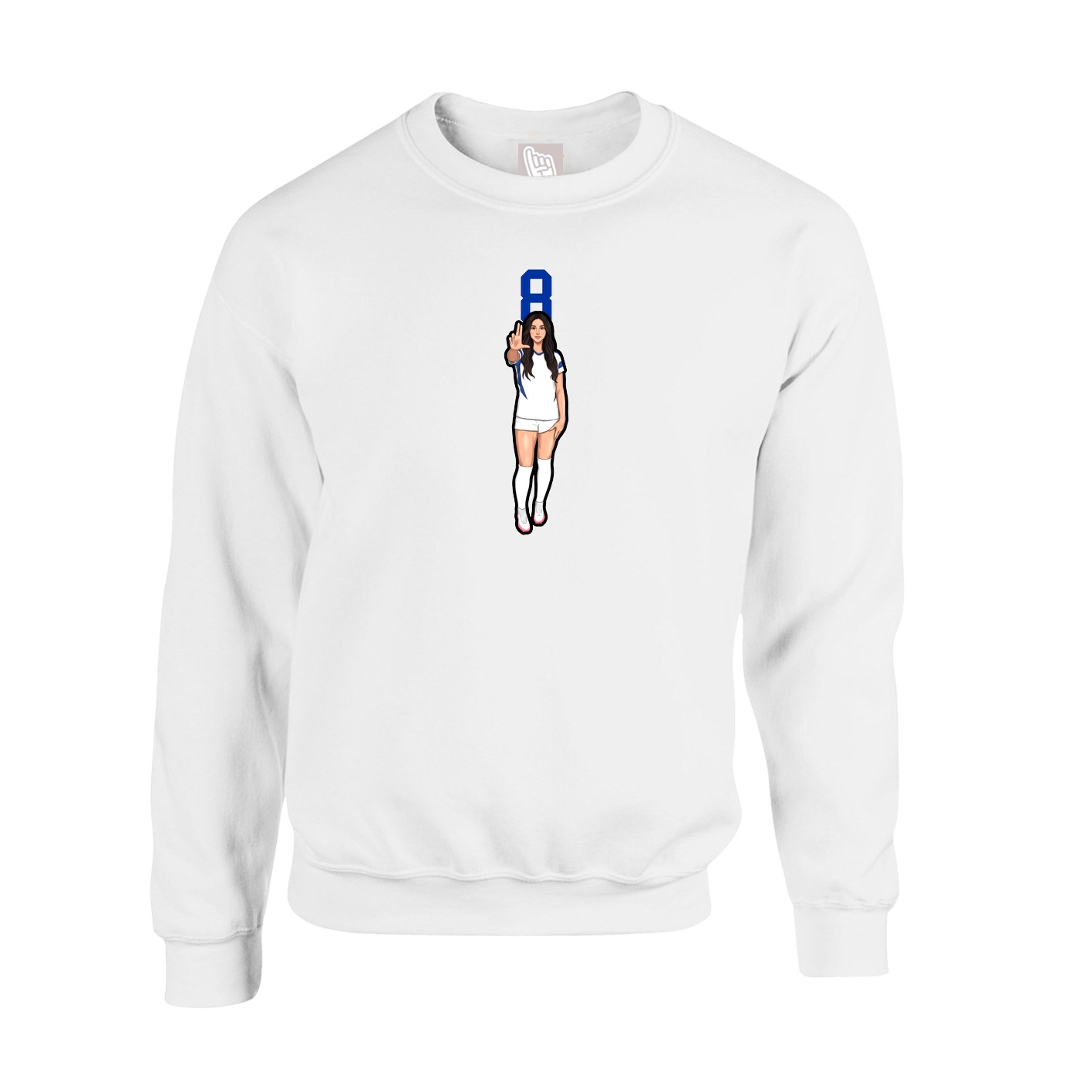 Fleece Crew — Number Top in White