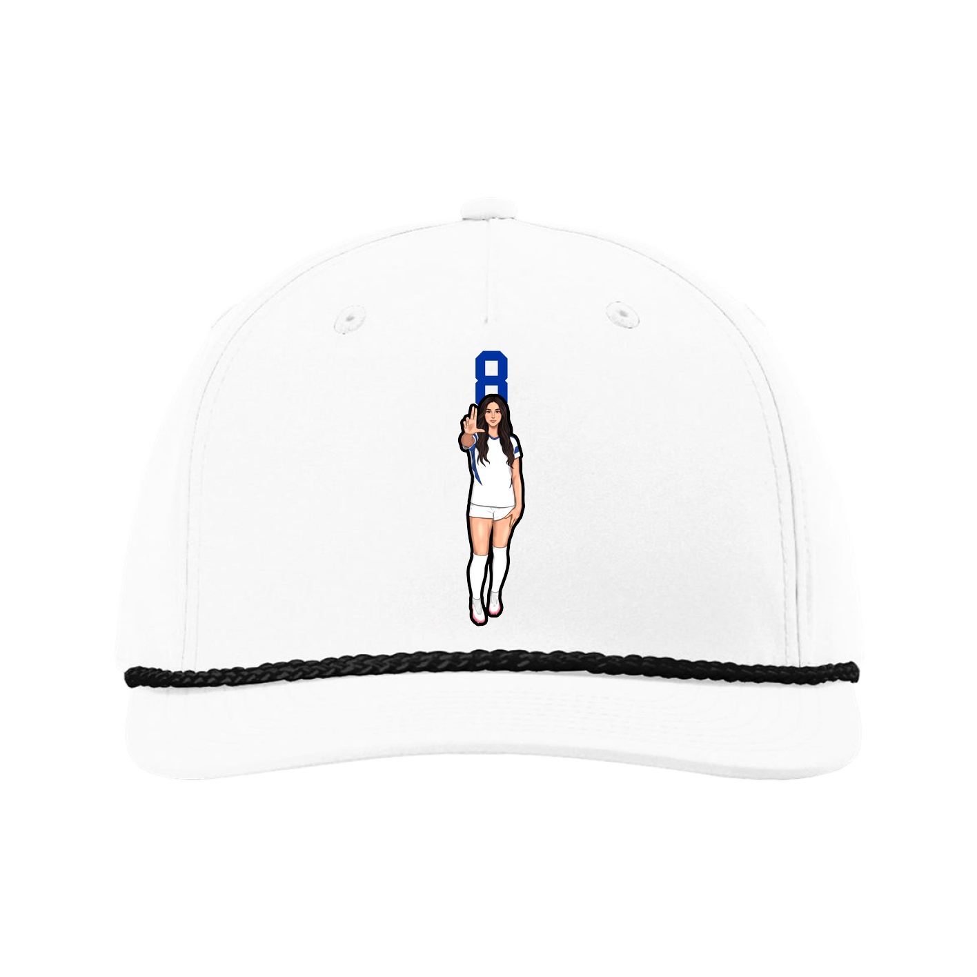 Five-Panel Classic Rope Cap — Number Top in White