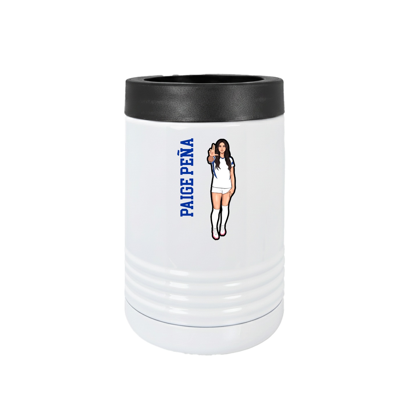 Beverage Holder — Name Vertical in White