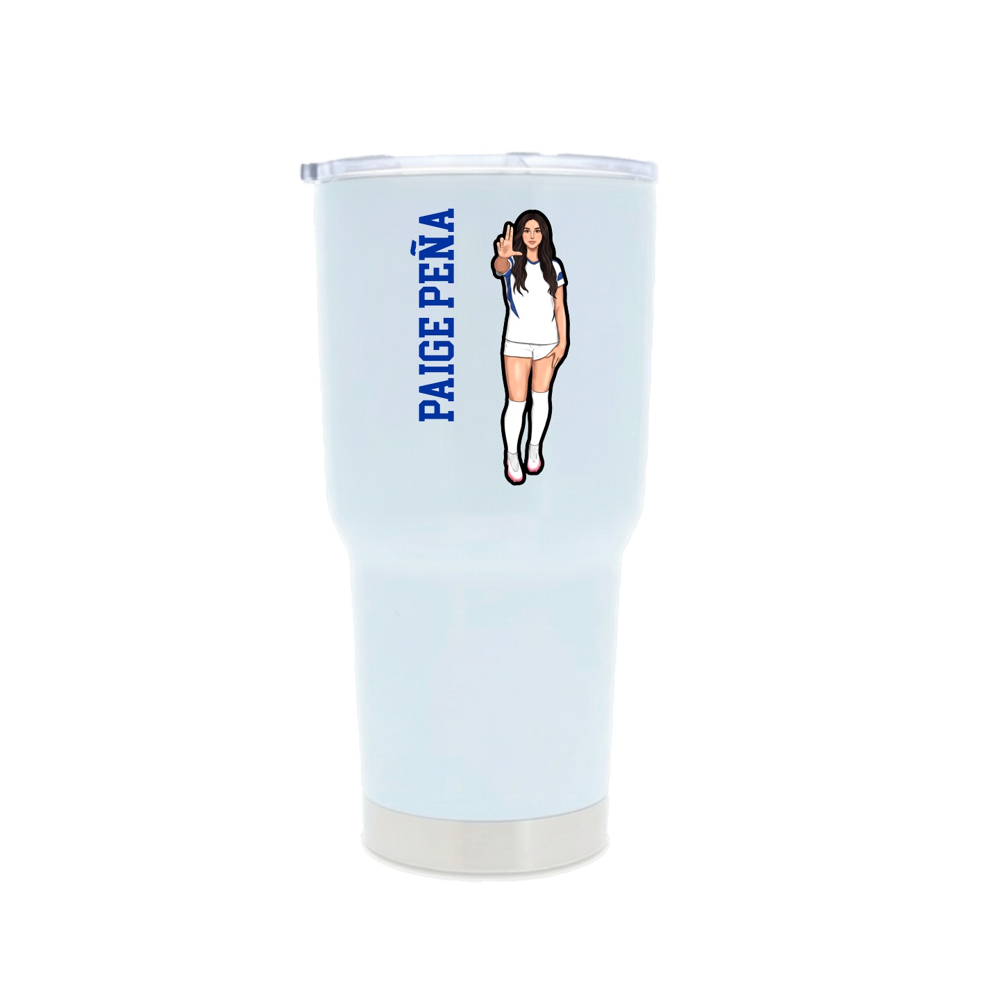 30oz Stainless Steel Tumbler — Name Vertical in White
