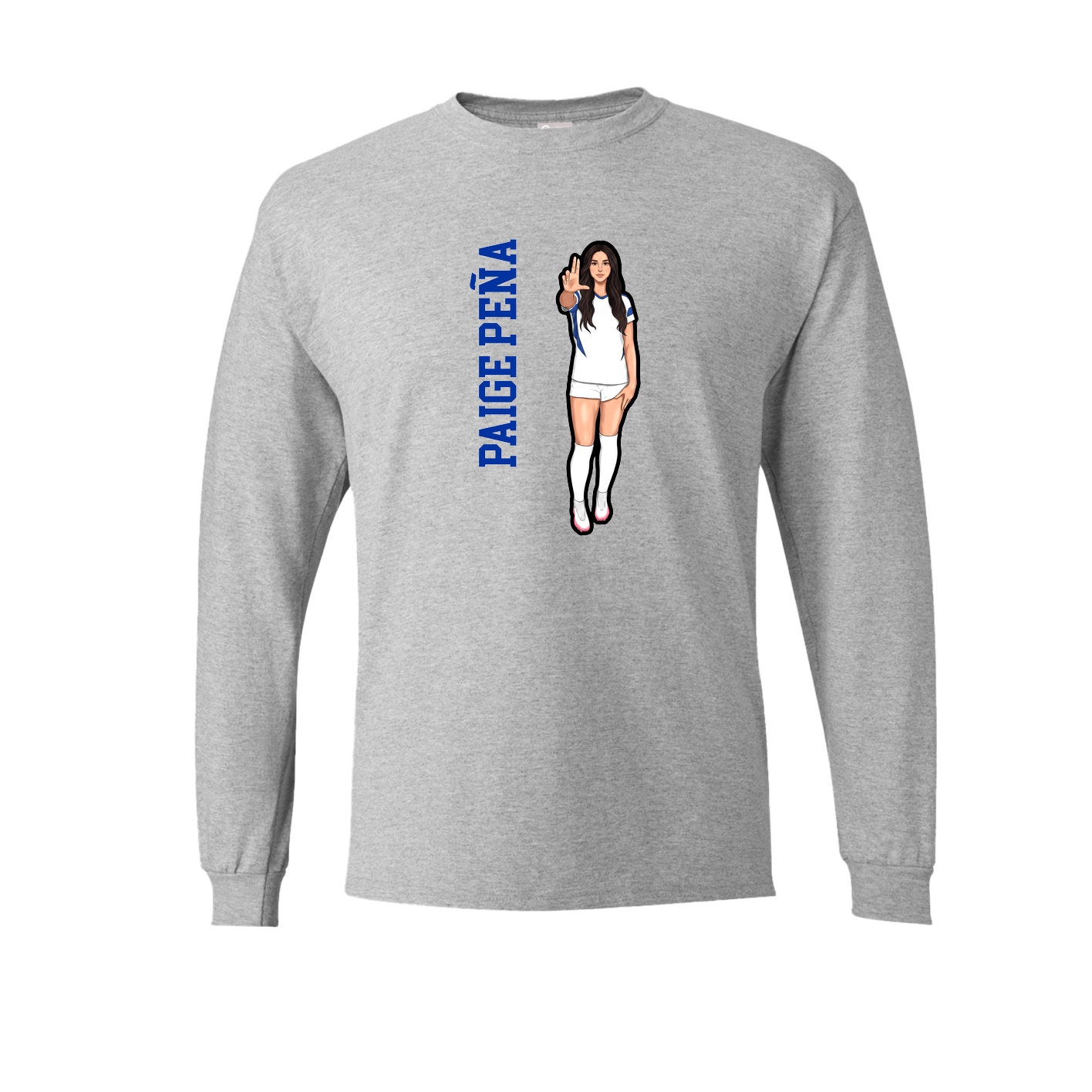 Long Sleeve Tee — Name Vertical in Grey