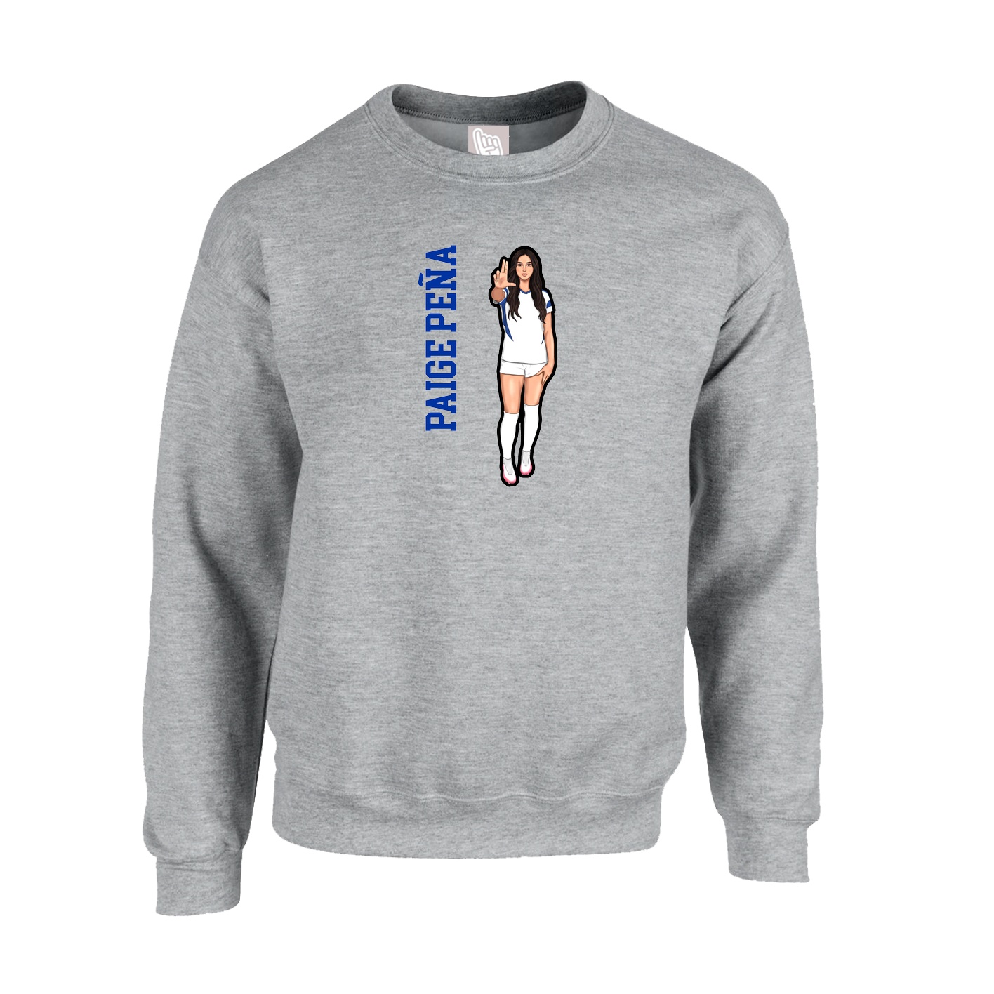 Fleece Crew — Name Vertical in Grey