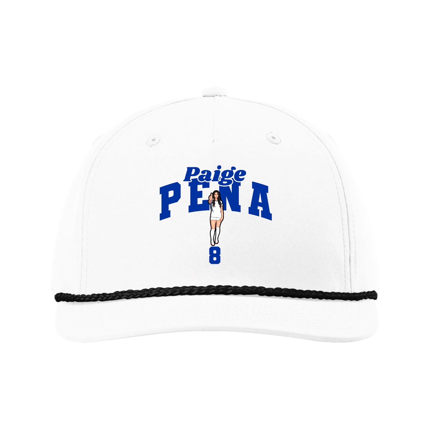 Five-Panel Classic Rope Cap — Signature Arch in White