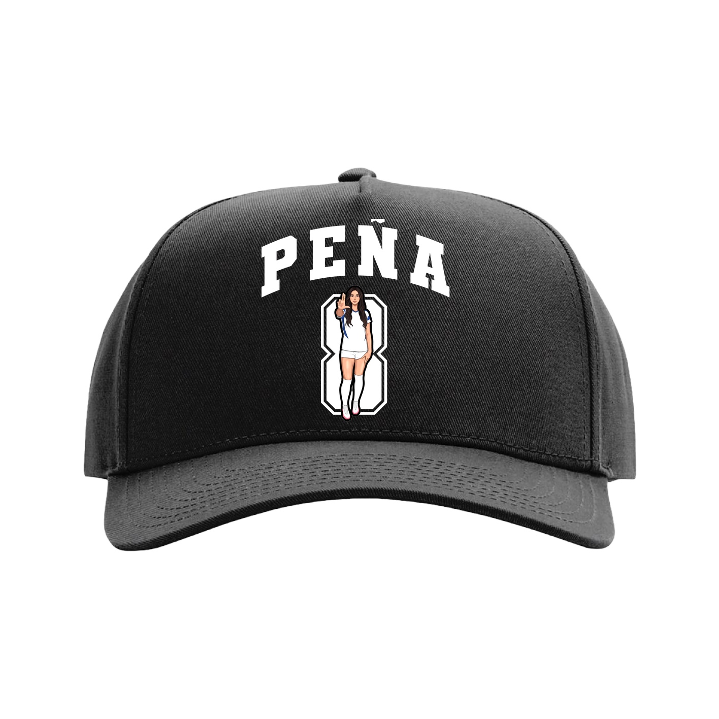Full Fabric Five-Panel Champ Cap — Number in Black