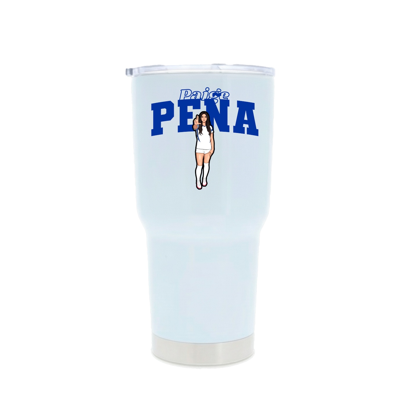 30oz Stainless Steel Tumbler — Name Arch in White