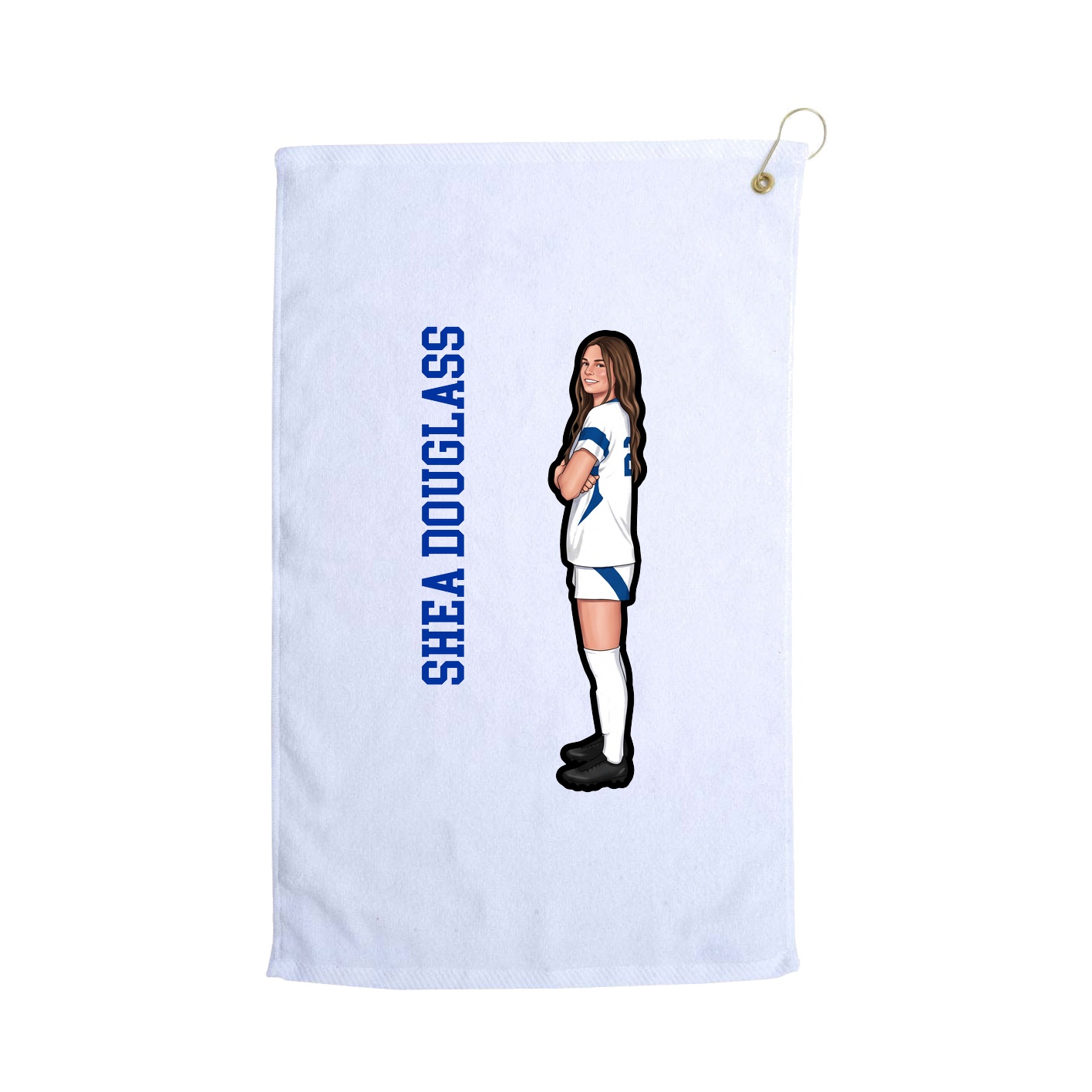 Golf Towel — Name Vertical in White