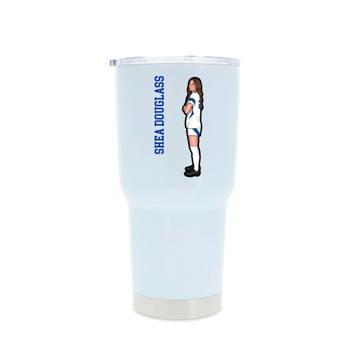 30oz Stainless Steel Tumbler — Name Vertical in White