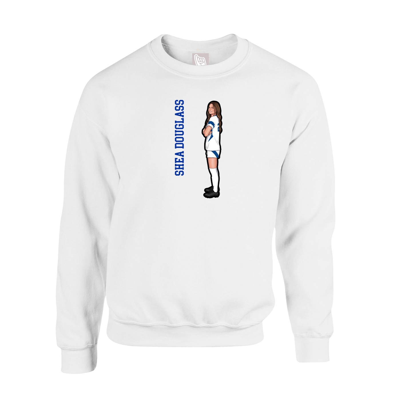 Fleece Crew — Name Vertical in White