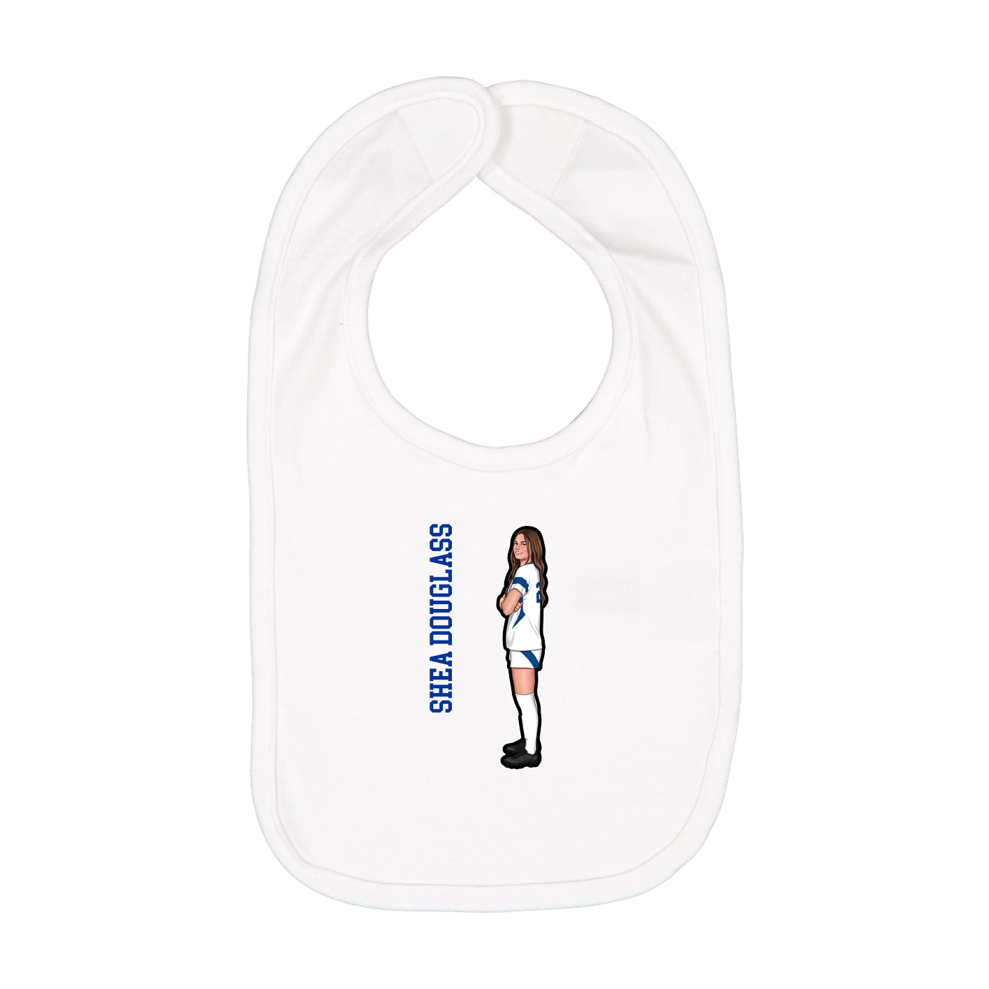 Infant Bib — Name Vertical in White