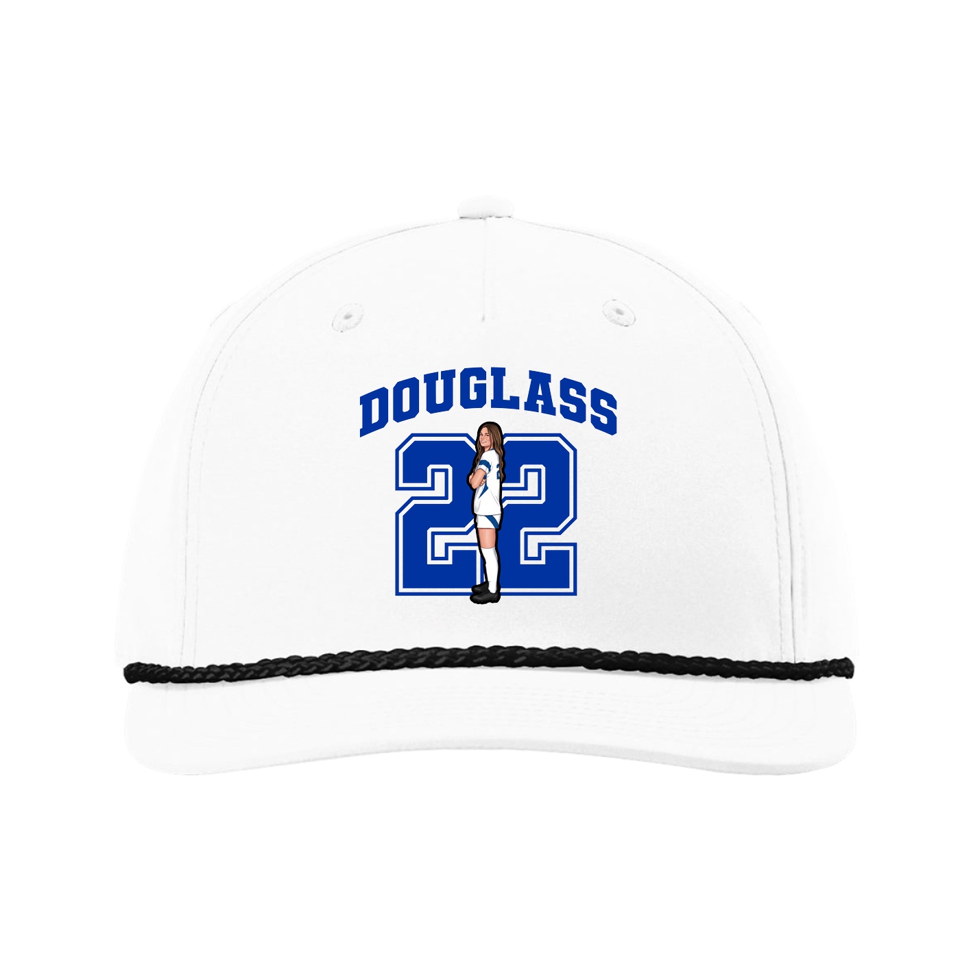Five-Panel Classic Rope Cap — Number in White