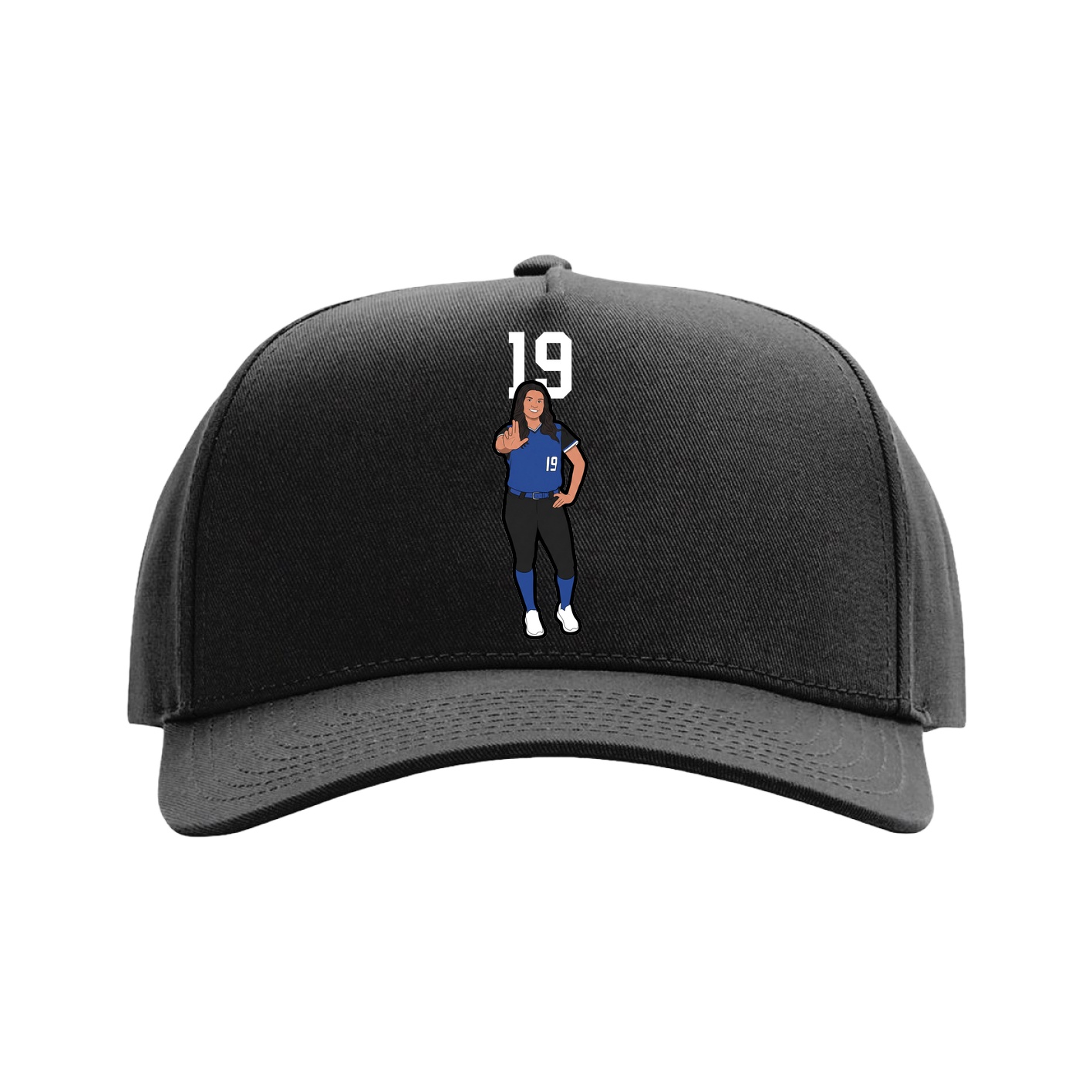 Full Fabric Five-Panel Champ Cap — Number Top in Black