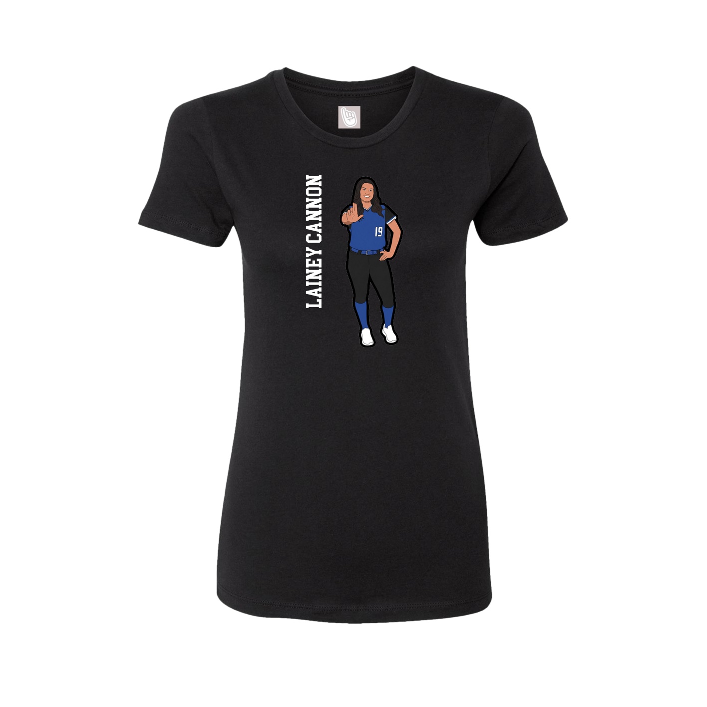 Fitted Women's Tee — Name Vertical in Black