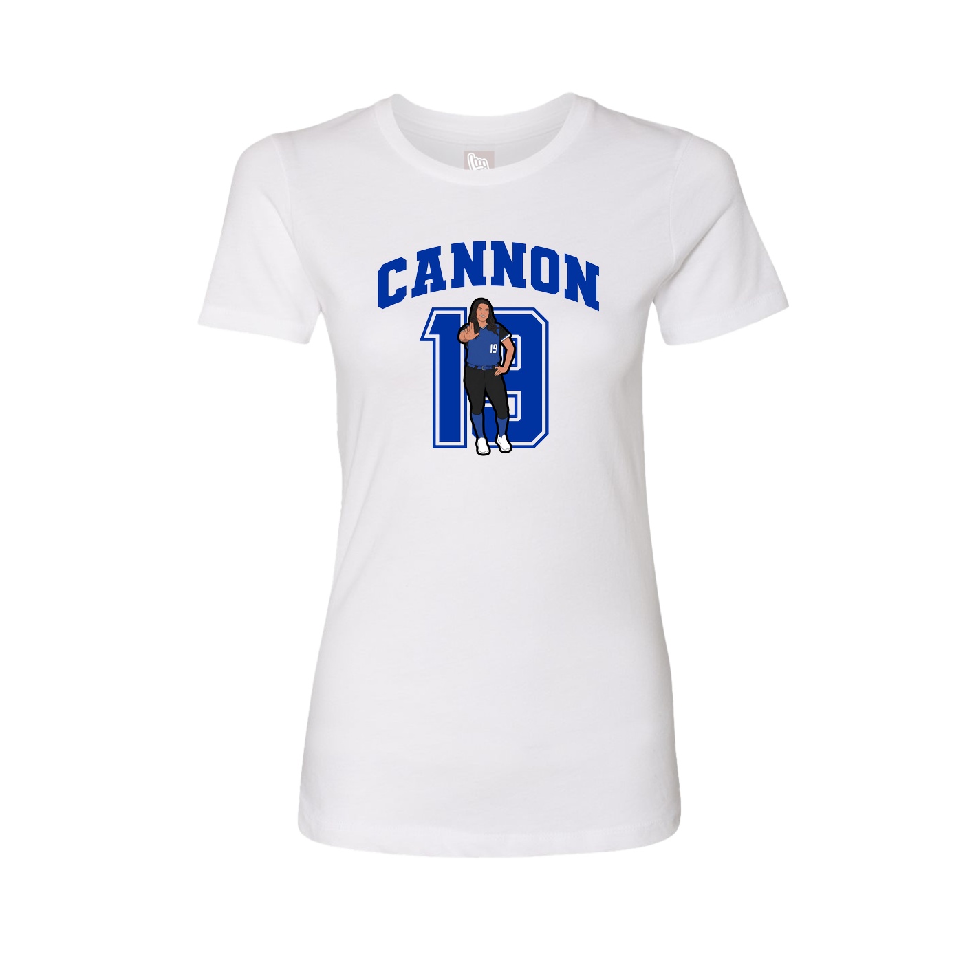 Fitted Women's Tee — Number in White