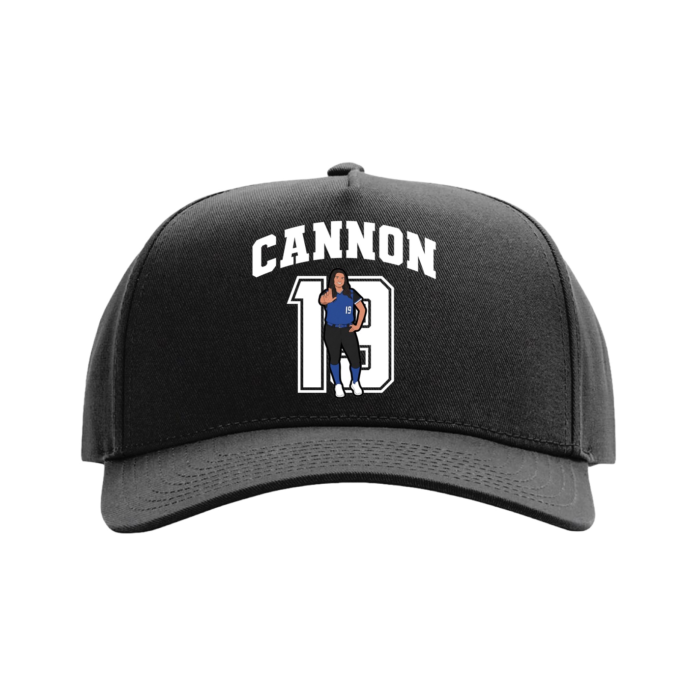 Full Fabric Five-Panel Champ Cap — Number in Black