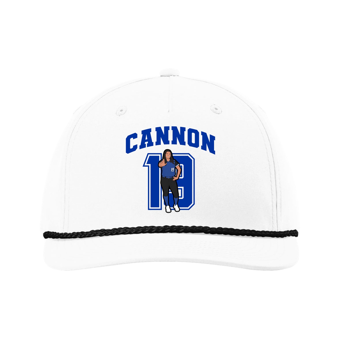 Five-Panel Classic Rope Cap — Number in White