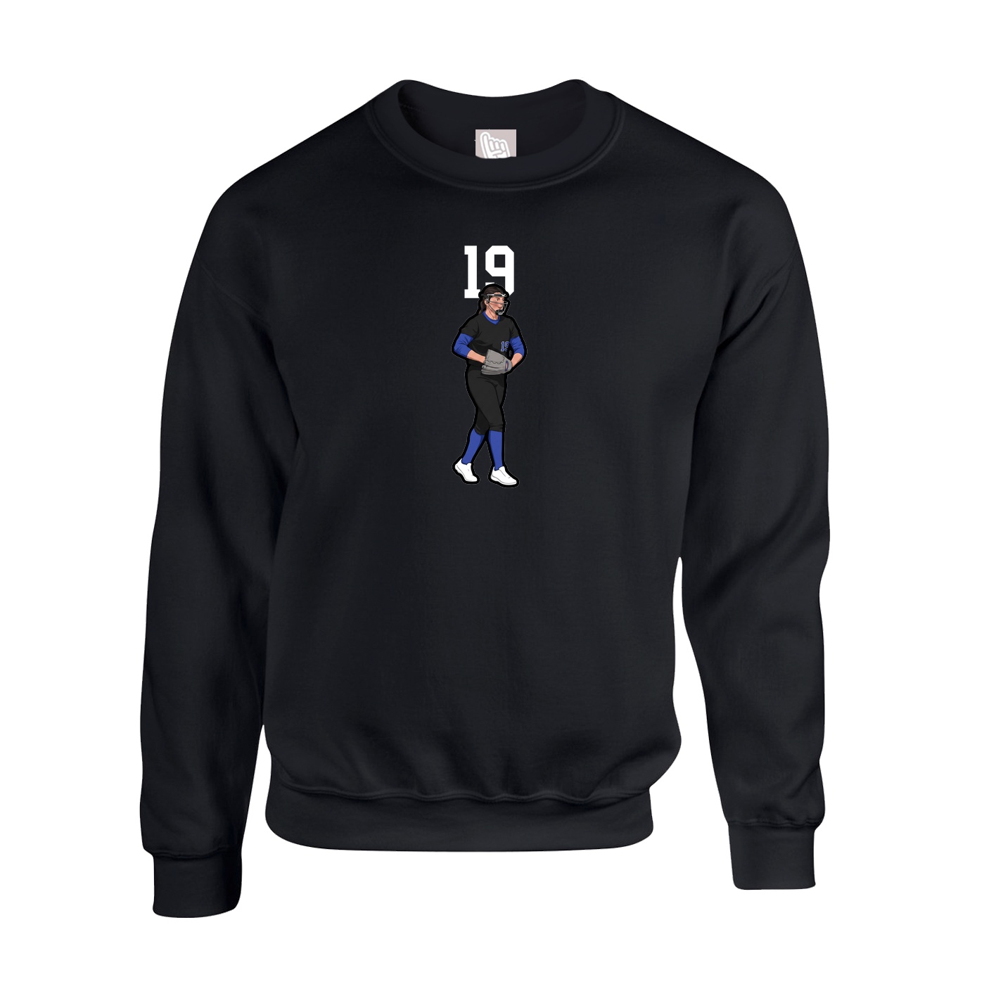 Fleece Crew — Number Top in Black