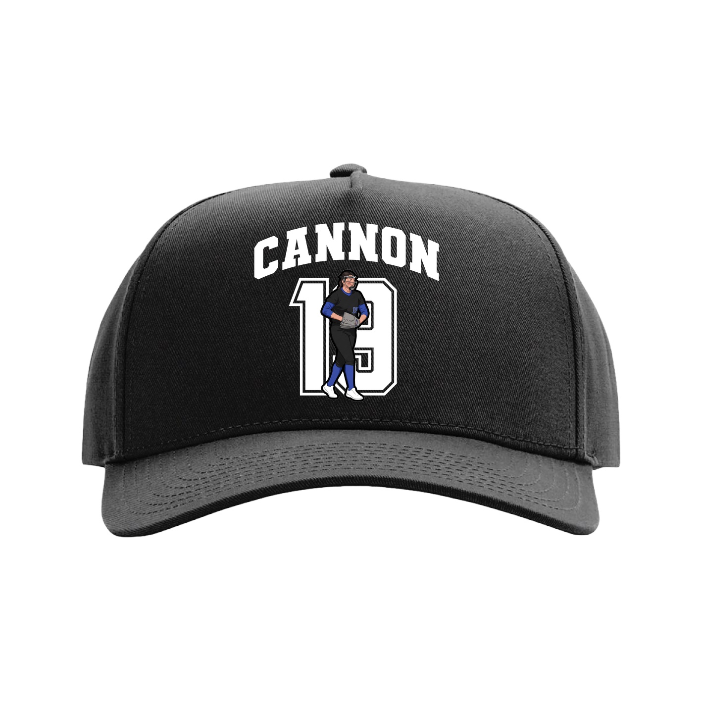 Full Fabric Five-Panel Champ Cap — Number in Black