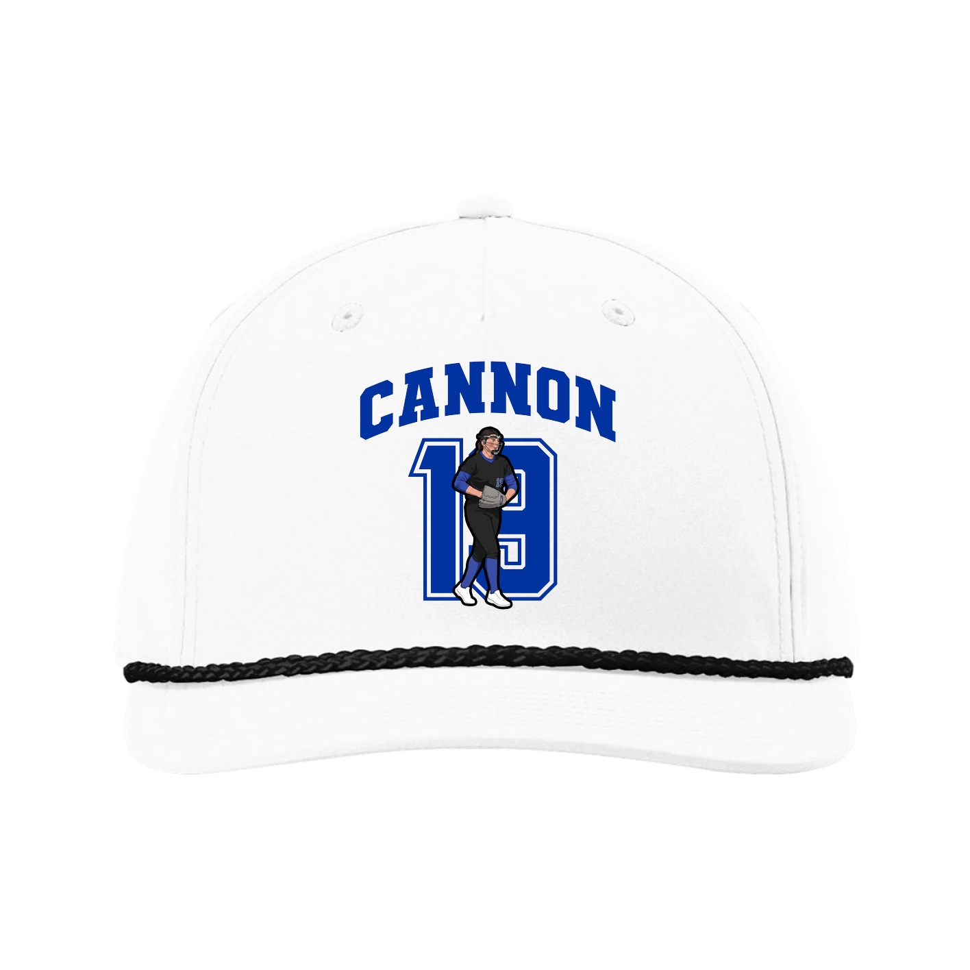 Five-Panel Classic Rope Cap — Number in White