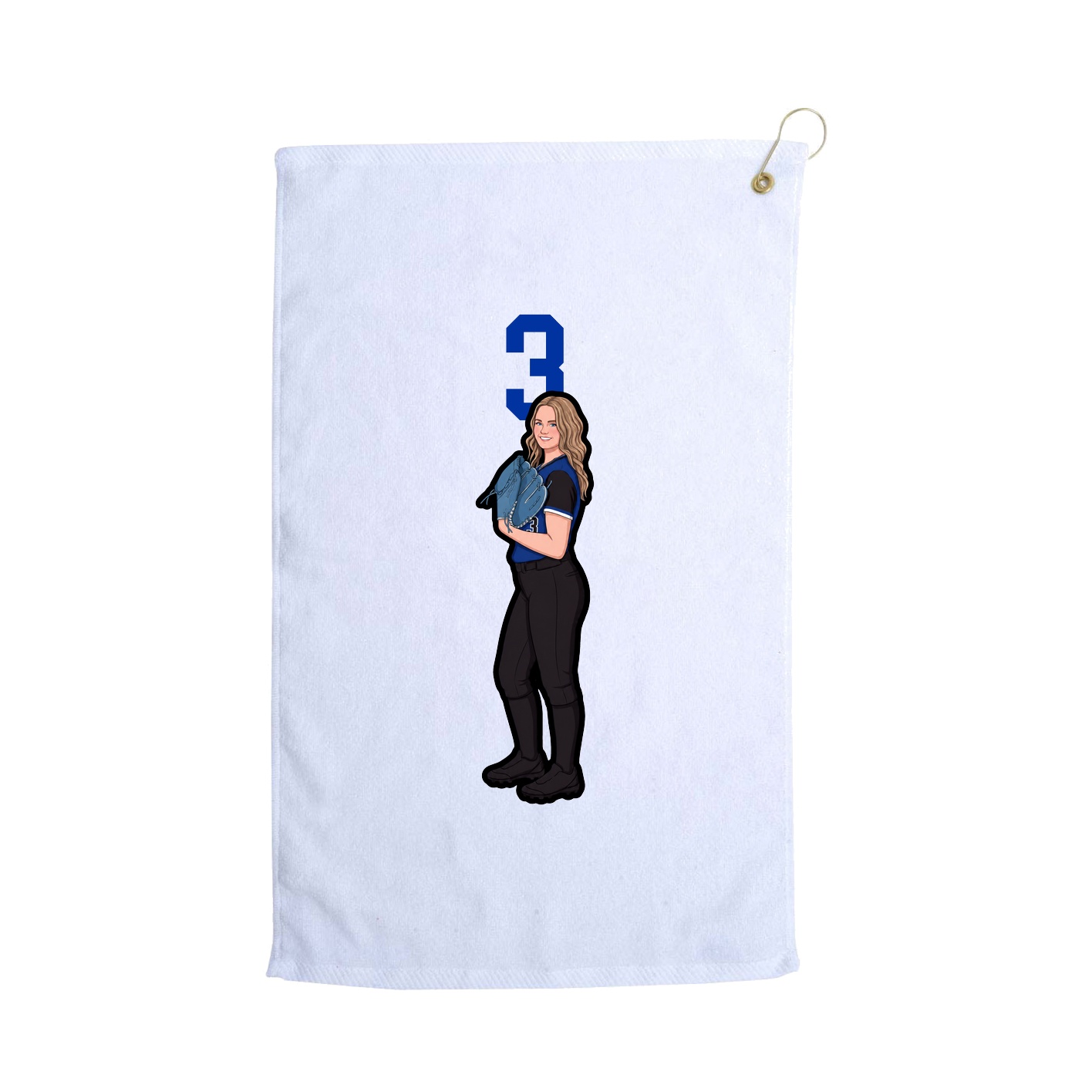 Golf Towel — Number Top in White